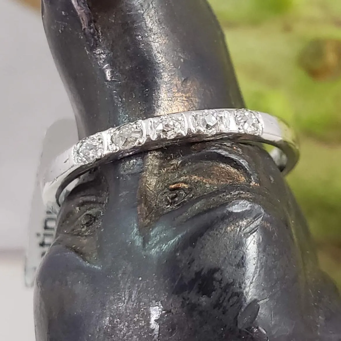 Platinum 5 old mine cut diamond vintage wedding band
