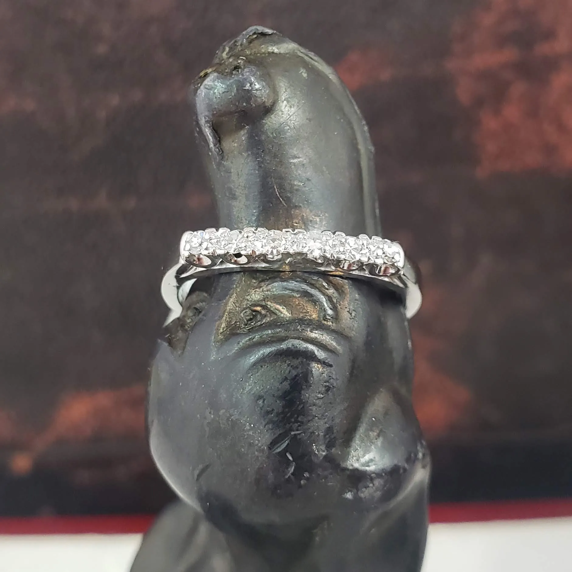 Platinum 7 diamond vintage wedding band
