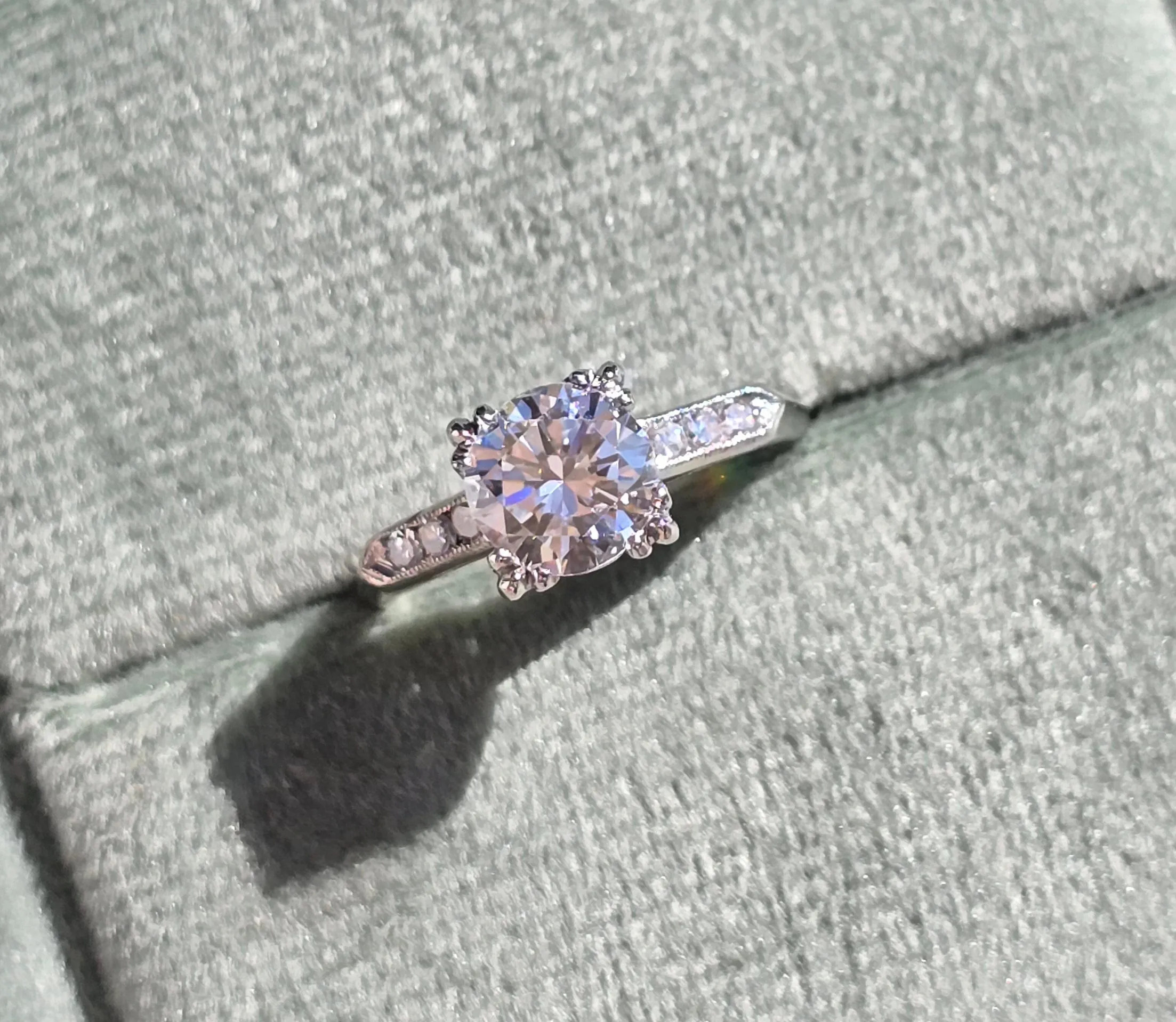Platinum estate diamond engagement ring -  apx 1.32ct tw