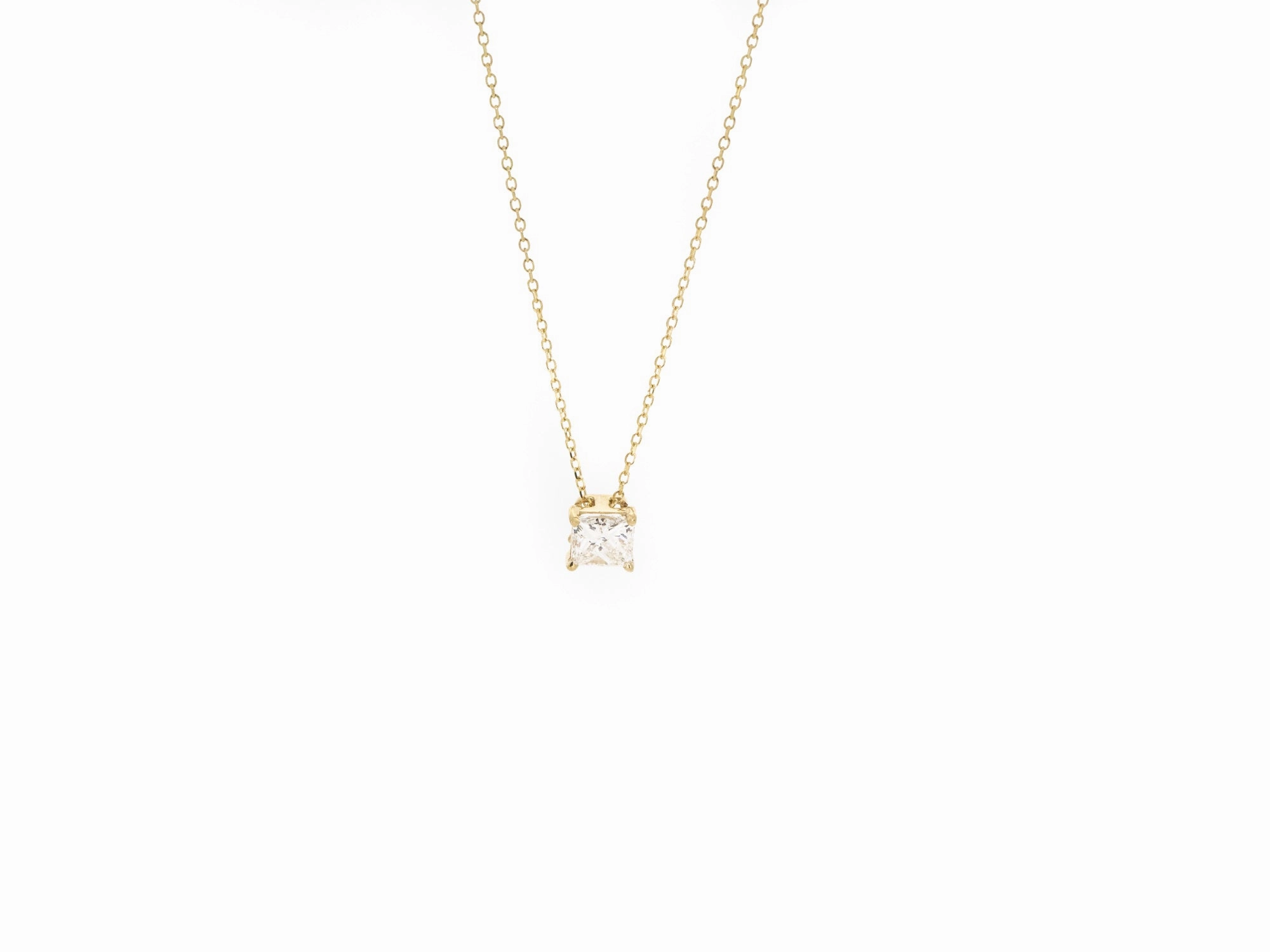 Princess Cut Solo Necklace