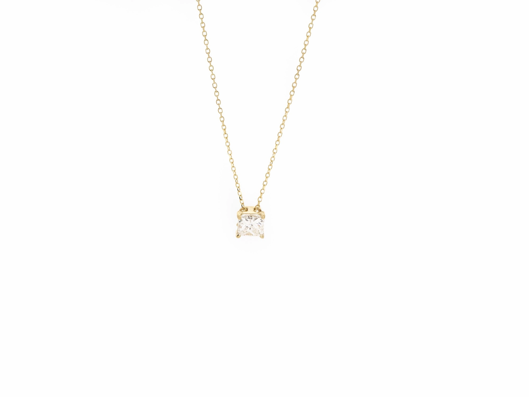 Princess Cut Solo Necklace