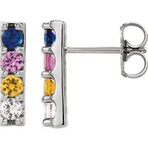 Rainbow Sapphire Bar Earrings