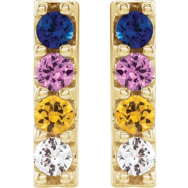 Rainbow Sapphire Bar Earrings