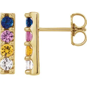 Rainbow Sapphire Bar Earrings