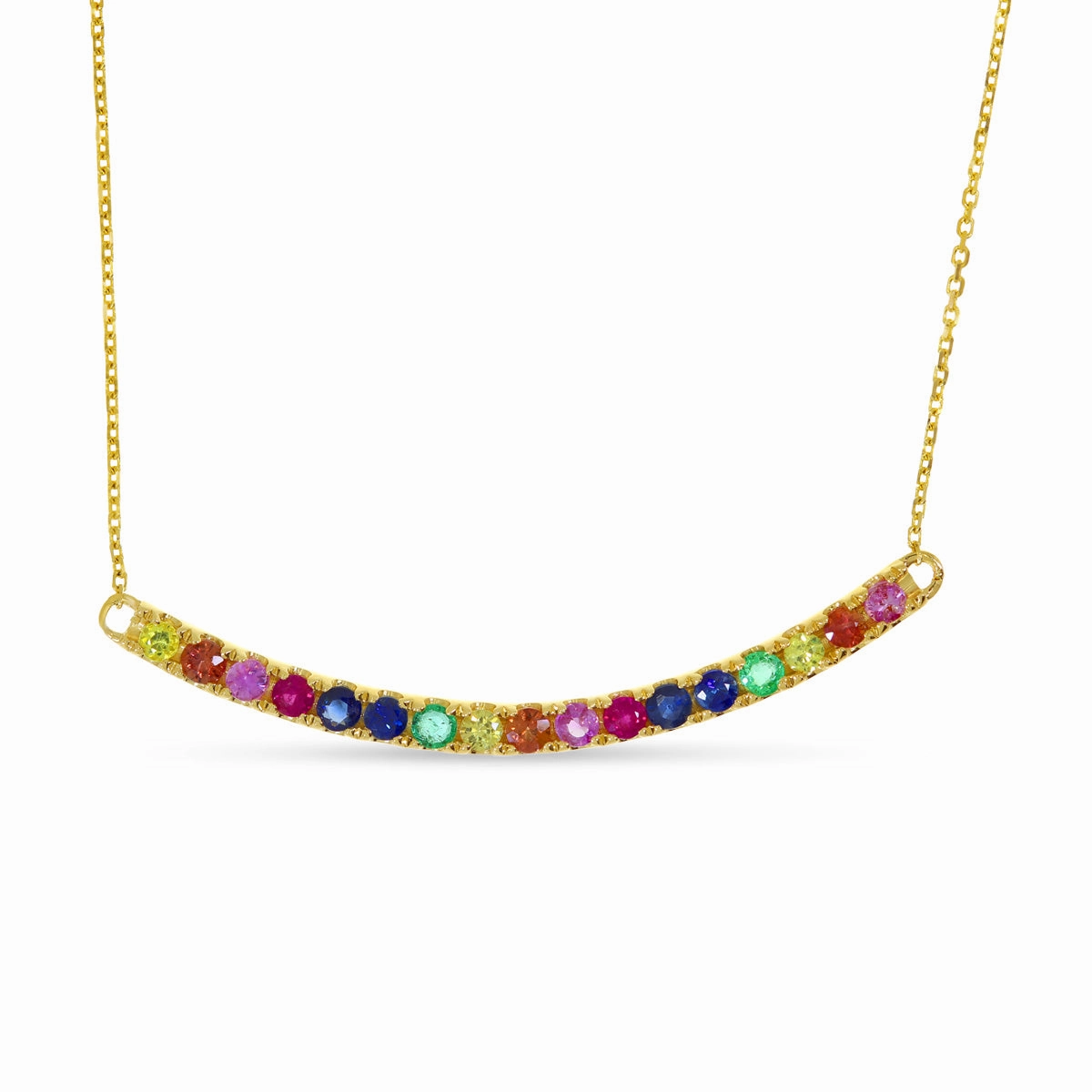 Rainbow Sapphire Bar Necklace