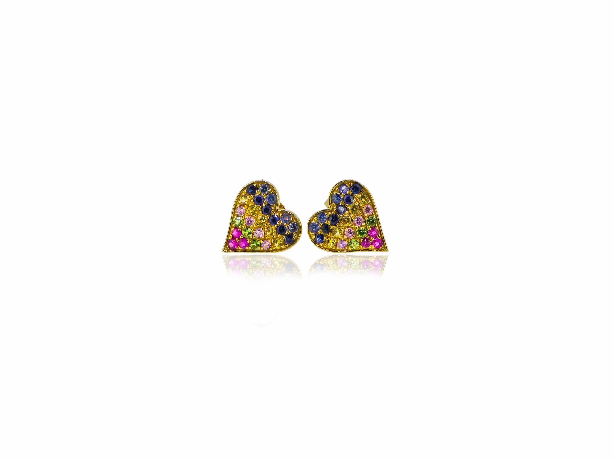 Rainbow Sapphire Heart Earrings