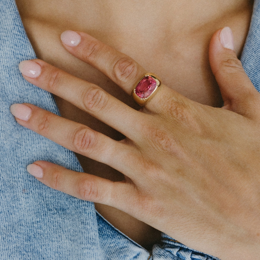 RASPBERRY PINK TOURMALINE CLOUD RING