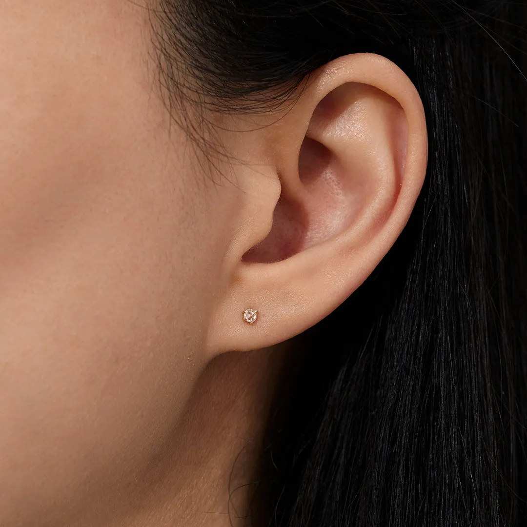 ROSALYN | Rose Cut White Sapphire Solitaire Stud Earring