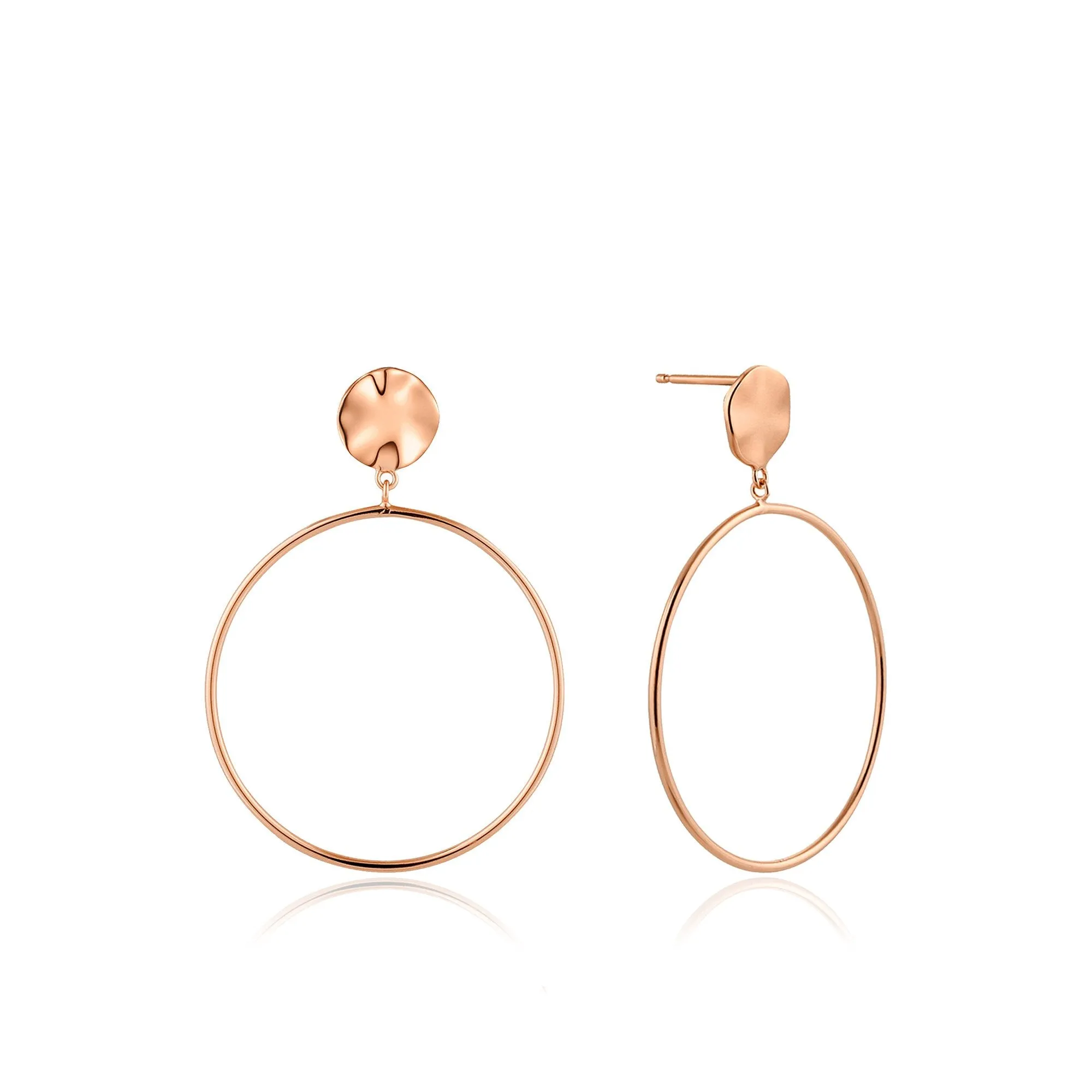 Rose Gold Ripple Front Hoop Earrings