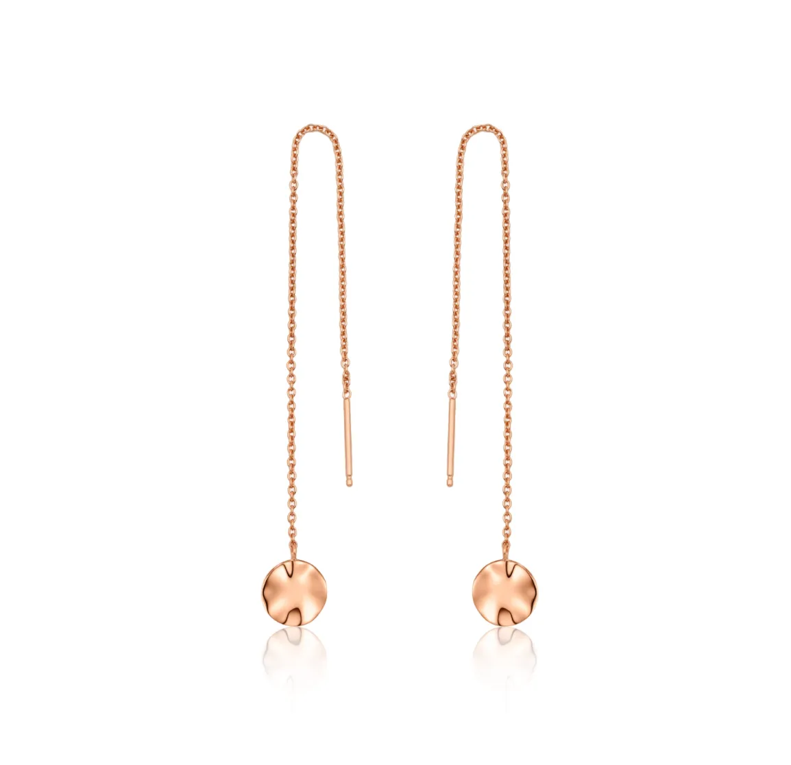 Rose Gold Ripple Threader Earrings