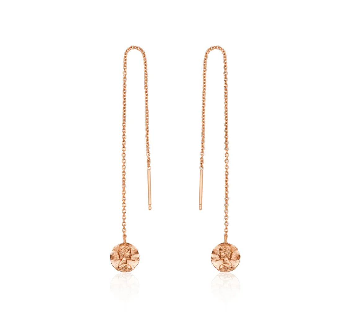 Rose Gold Roman Empress Threader Earrings