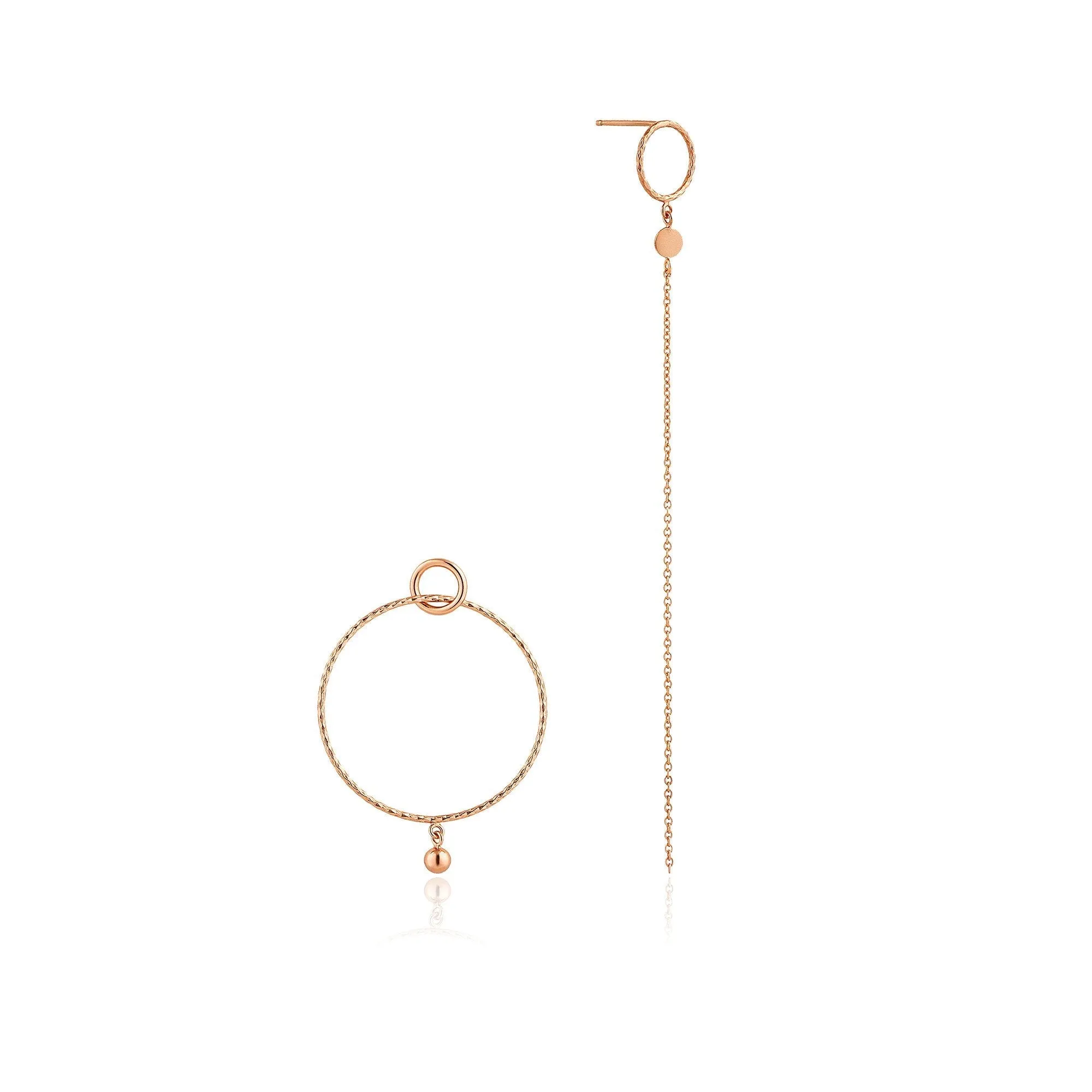 Rose Gold Textured Mismatched Earrings