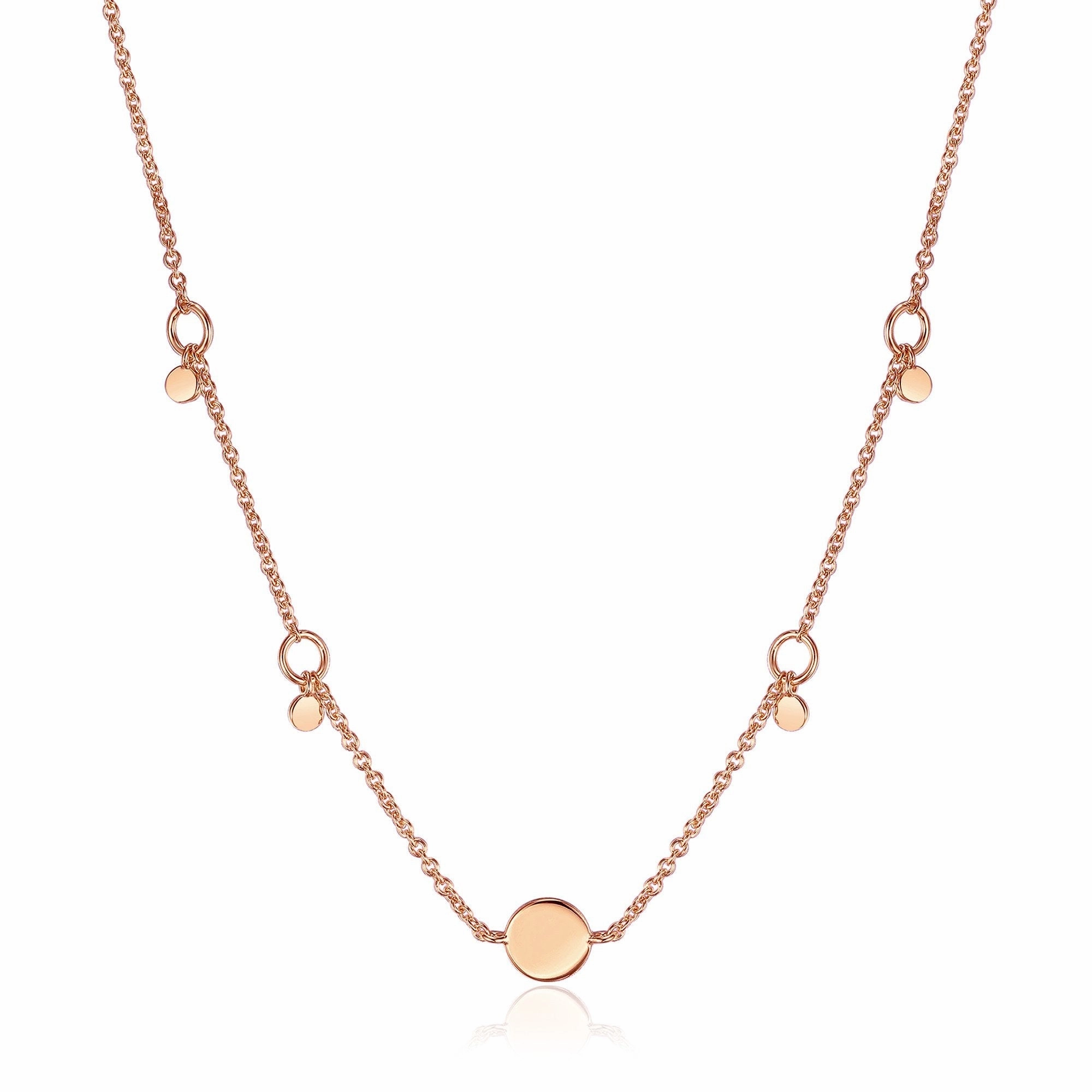 Rose Gold Geometry Drop Discs Necklace