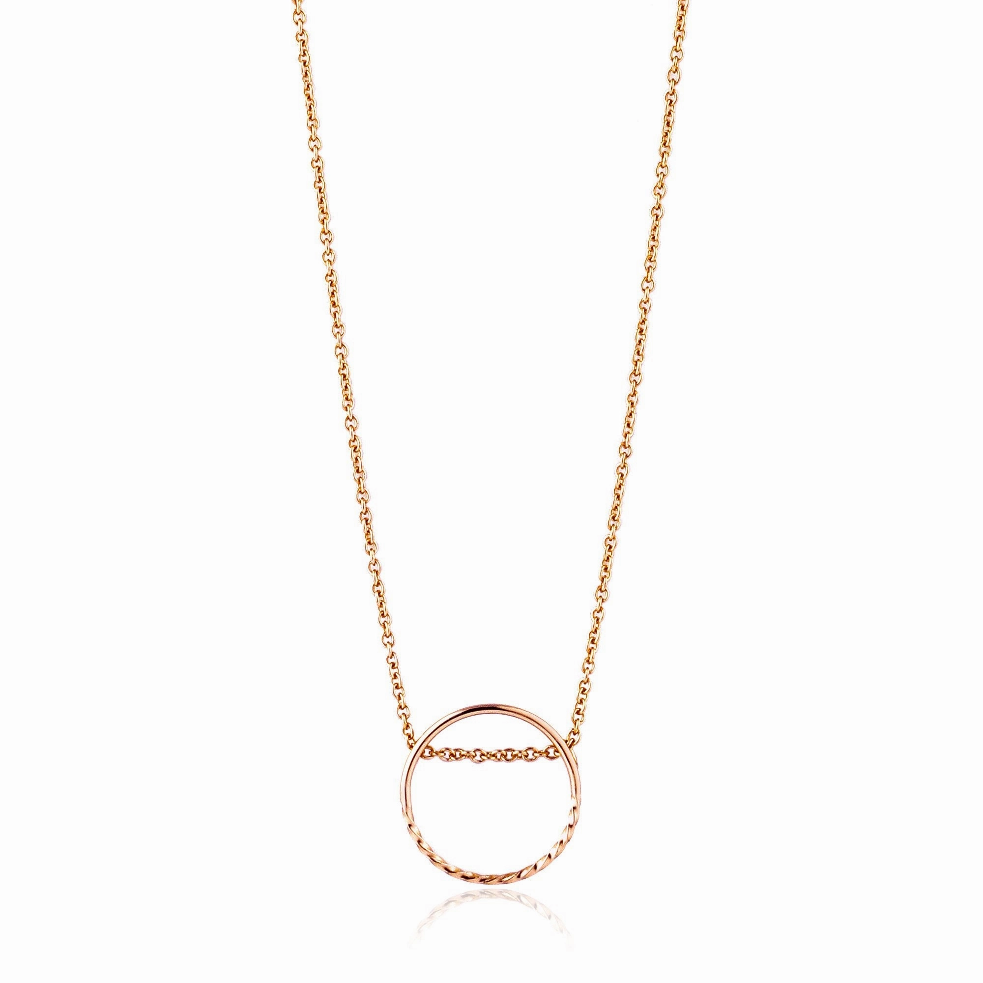 Rose Gold Twist Chain Circle Necklace