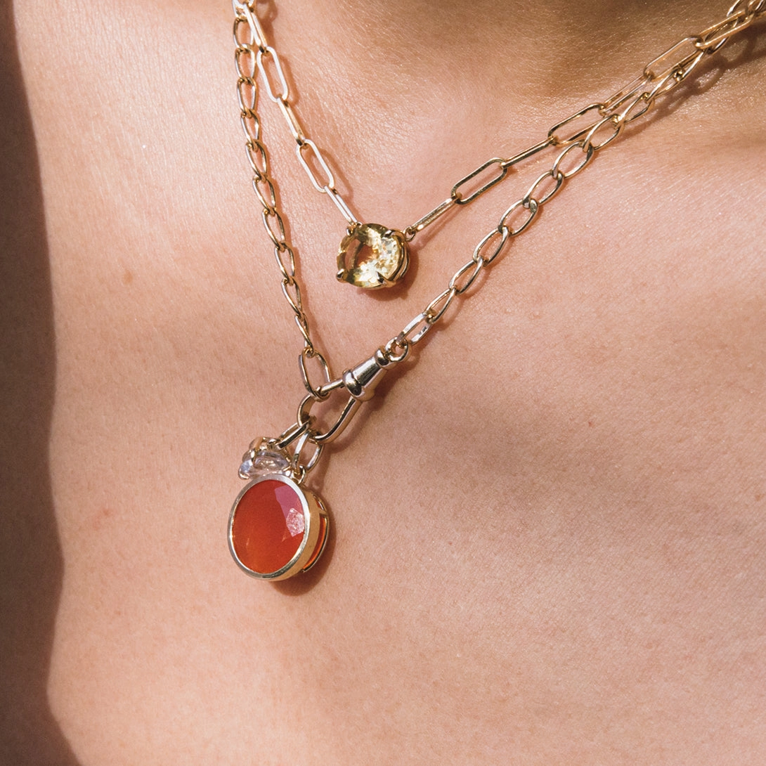 Round Carnelian Bezel Set Charm