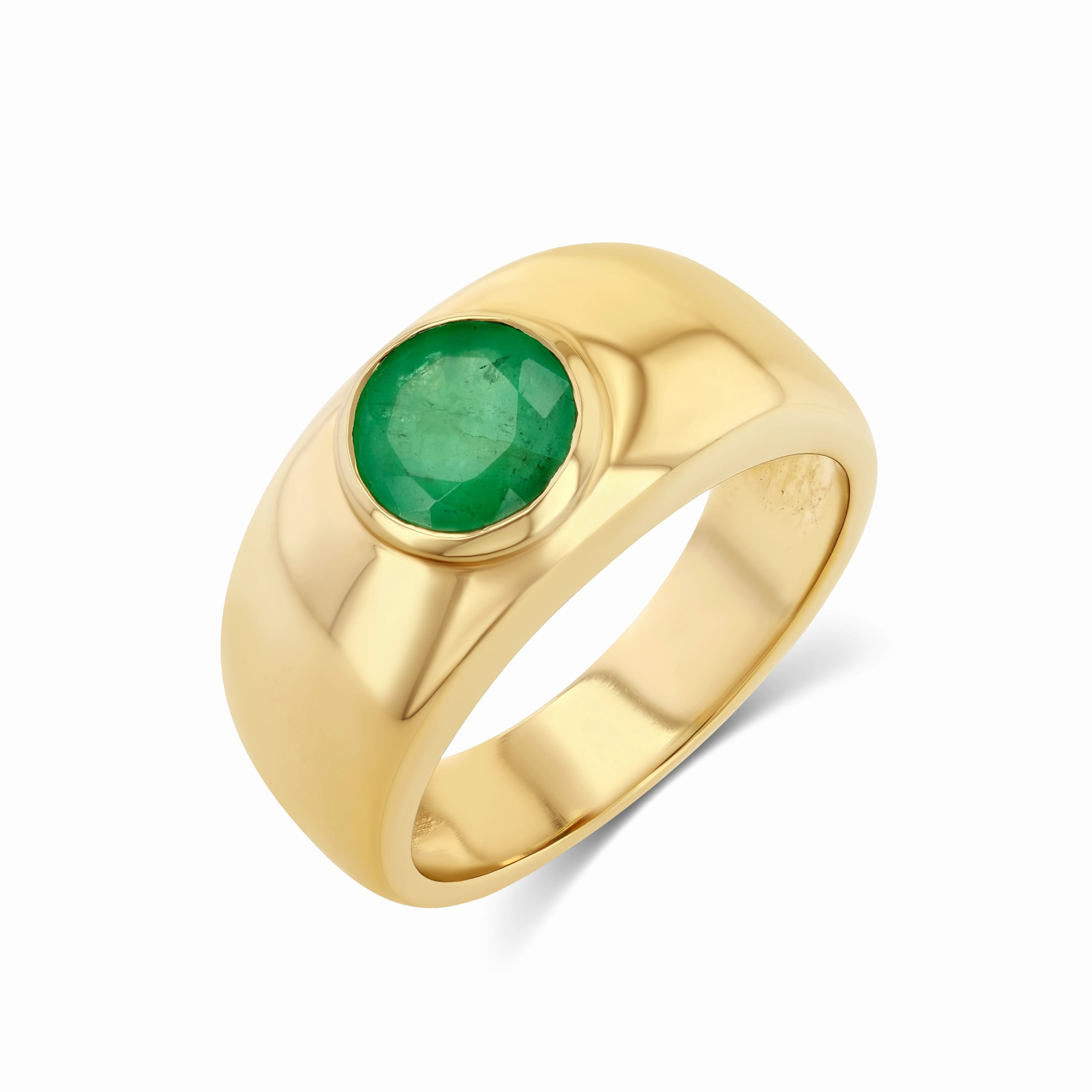 ROUND EMERALD BEZEL SET CLOUD RING