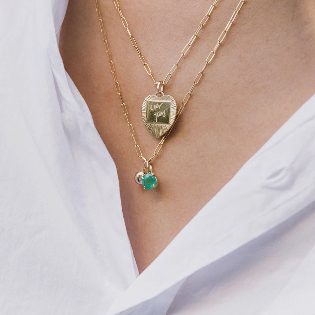 Round Emerald Prong Set Charm