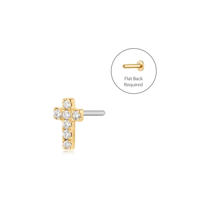 SAINT | Lab Grown Diamond Cross Threadless Flatback Earring