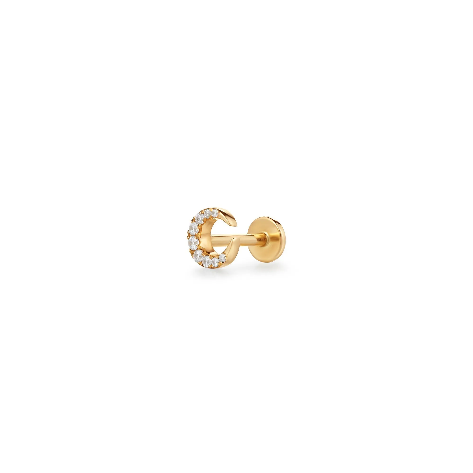 SELENE | Diamond Crescent Moon Single Piercing Earring