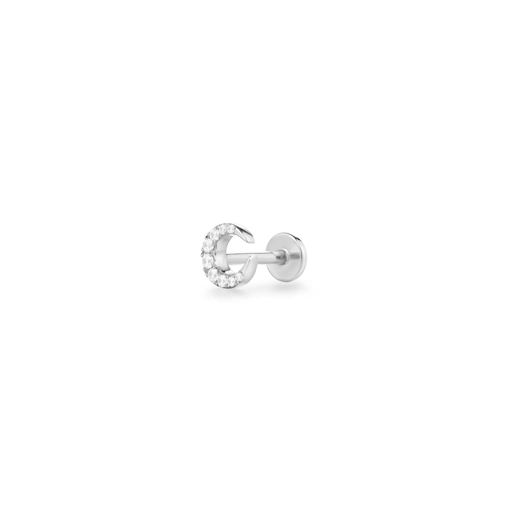 SELENE | Diamond Crescent Moon Single Piercing Earring