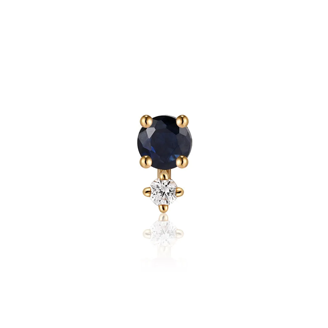 SEPTEMBER | Blue and White Sapphire Single Piercing Earring