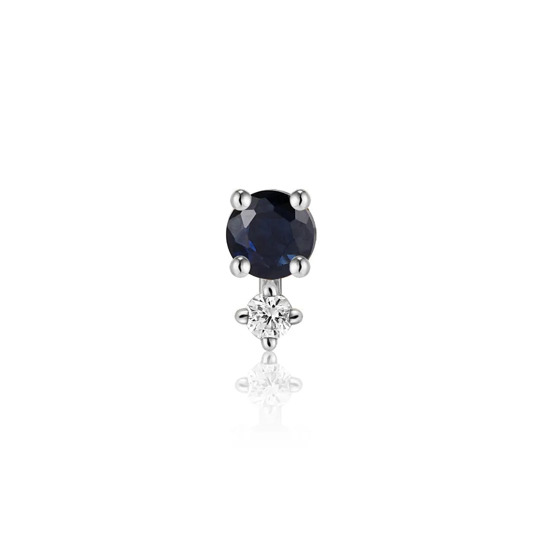 SEPTEMBER | Blue and White Sapphire Single Piercing Earring