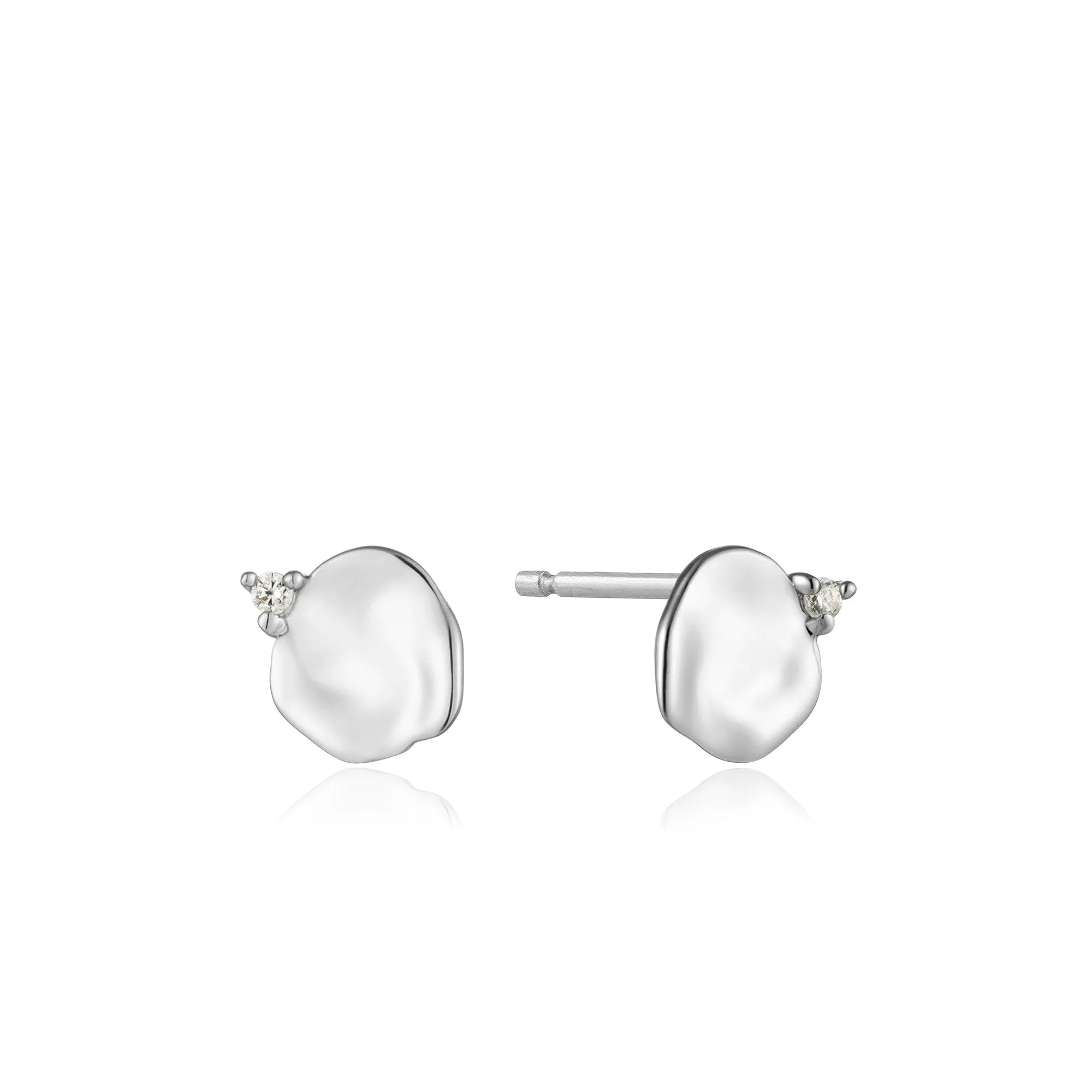 Silver Crush Disc Stud Earrings