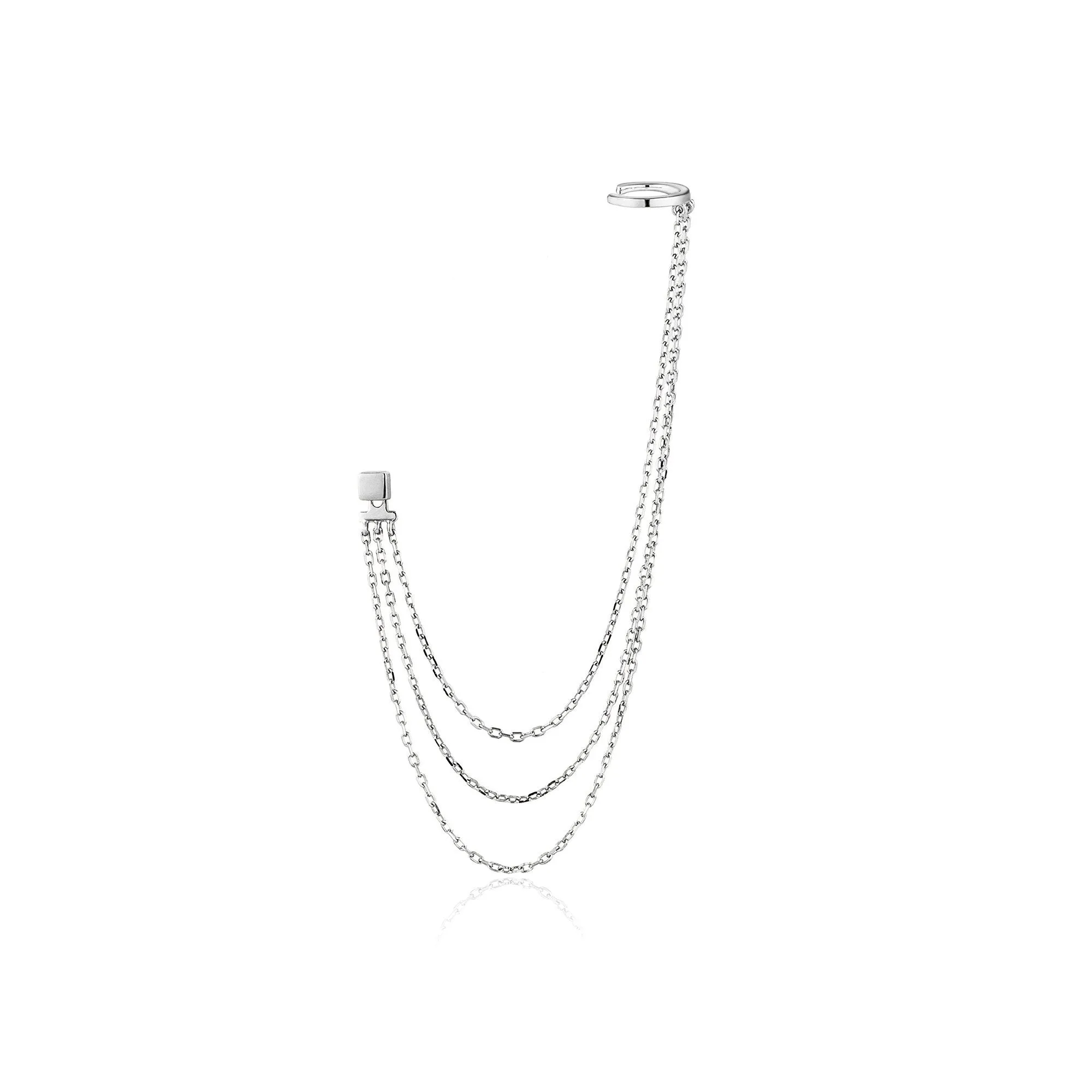 Silver Draping Swing Ear Cuff