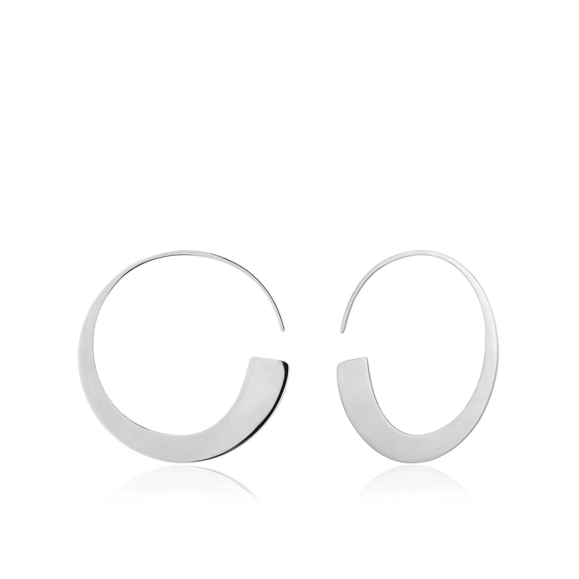Silver Geometry Slim Hoop Earrings