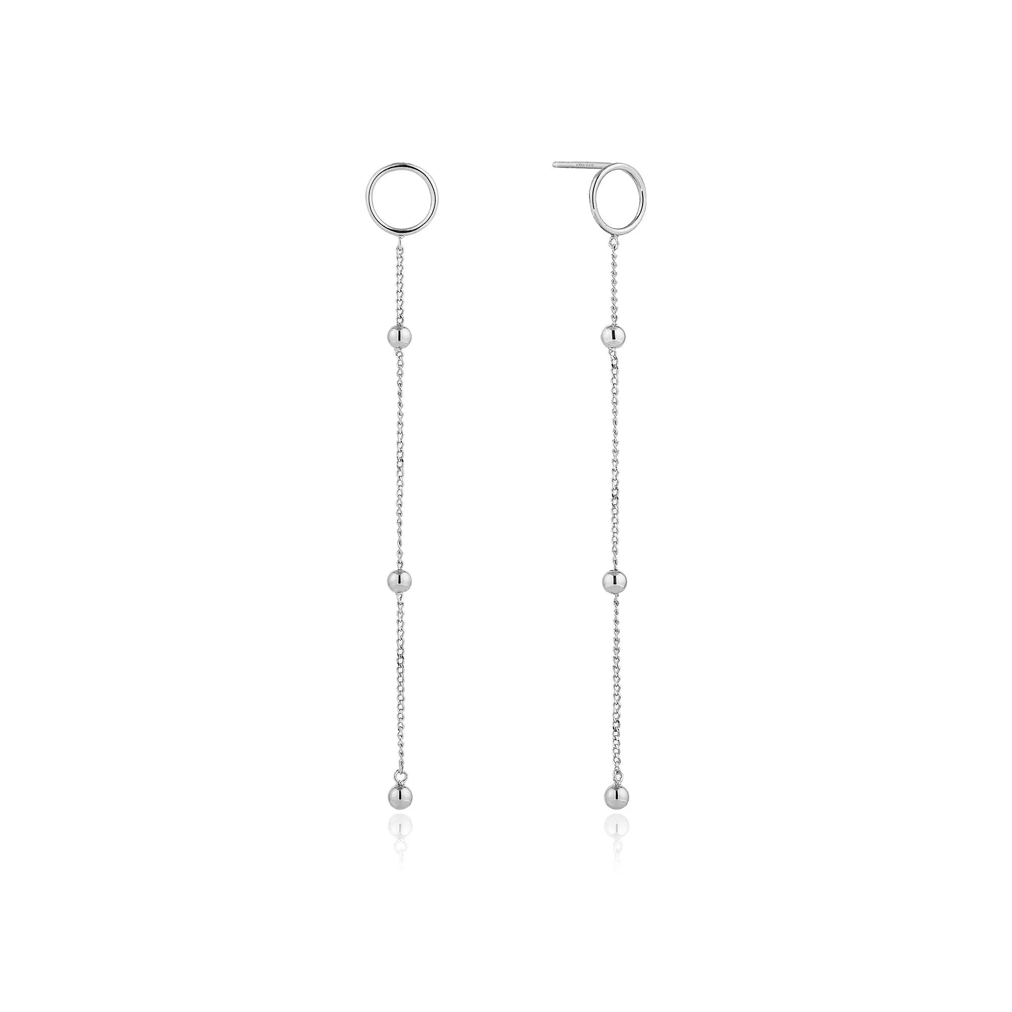 Silver Modern Beaded Drop Earrings