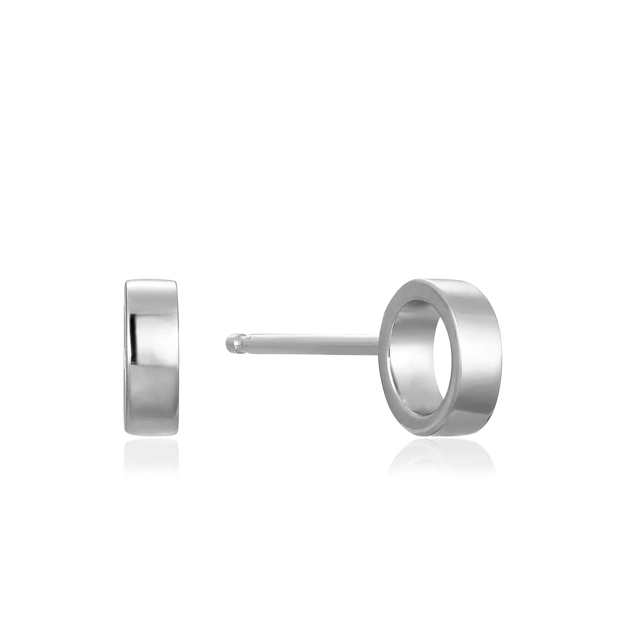 Silver Open Circle Stud Earrings