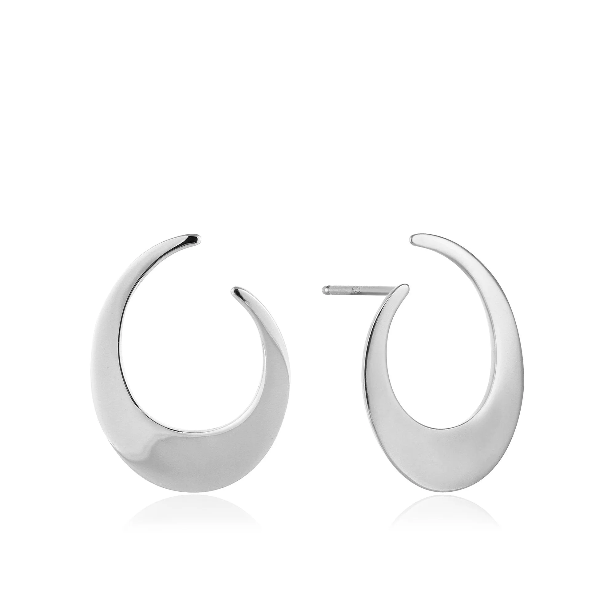 Silver Oval Twist Earrings