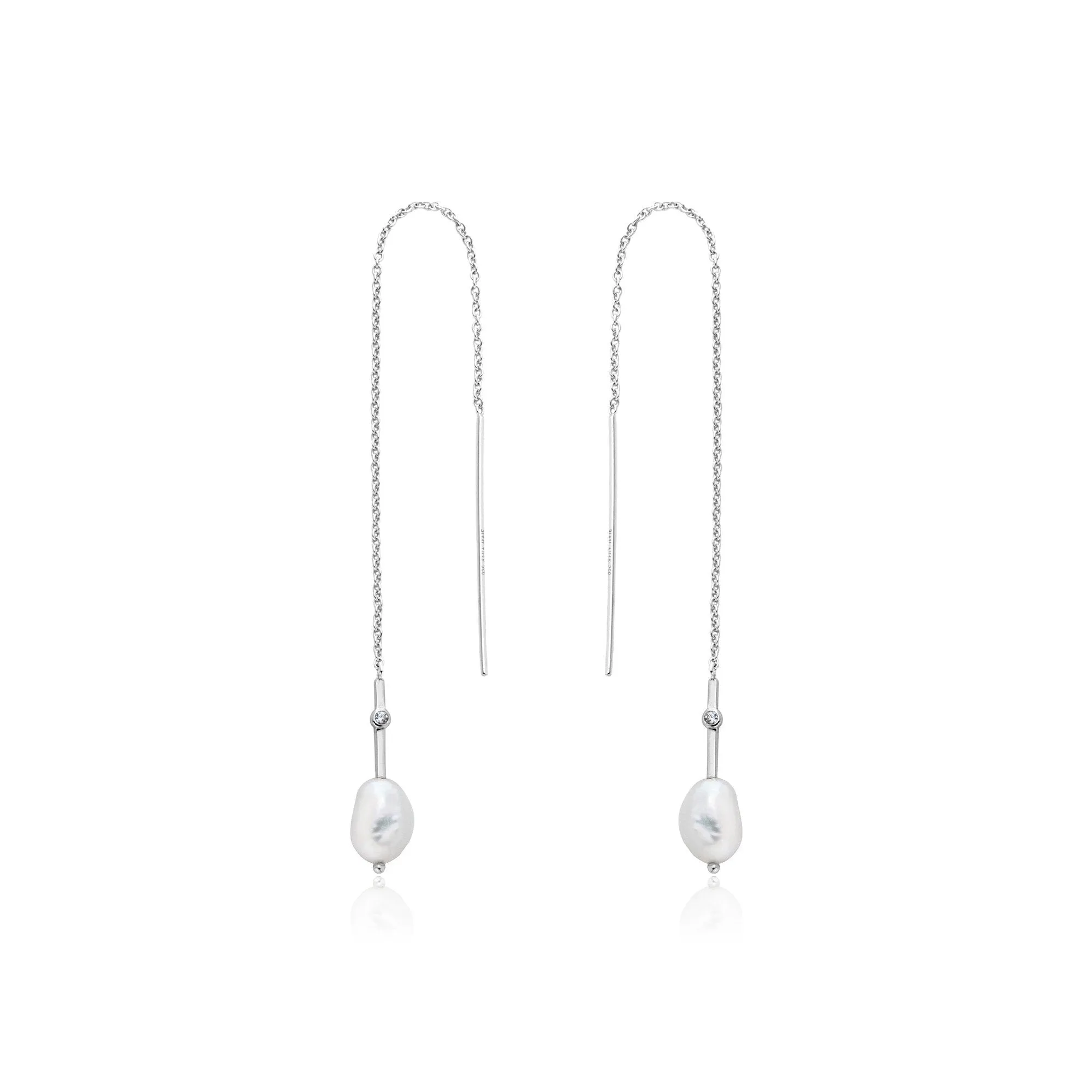 Silver Pearl Threader Earrings
