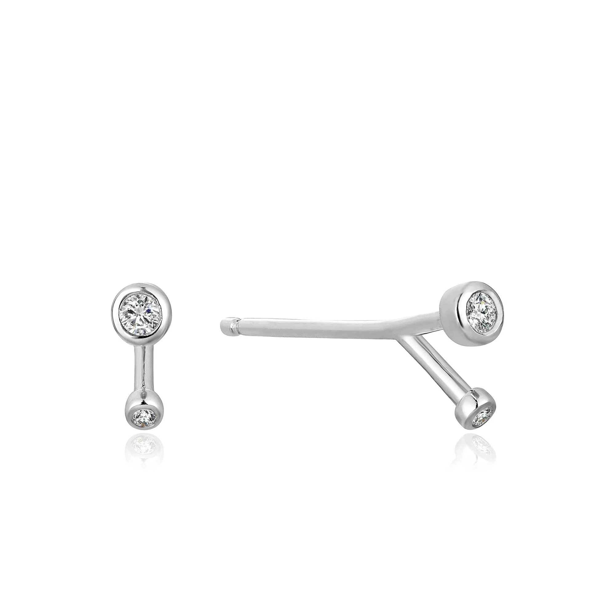 Silver Shimmer Double Stud Earrings