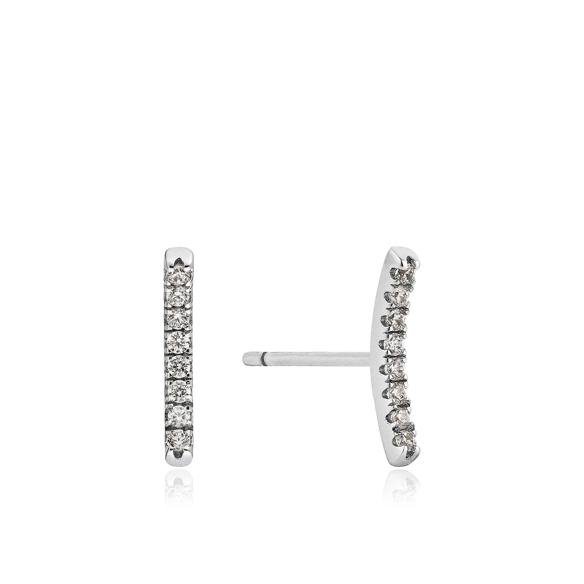 Silver Shimmer Pav Bar Stud Earrings