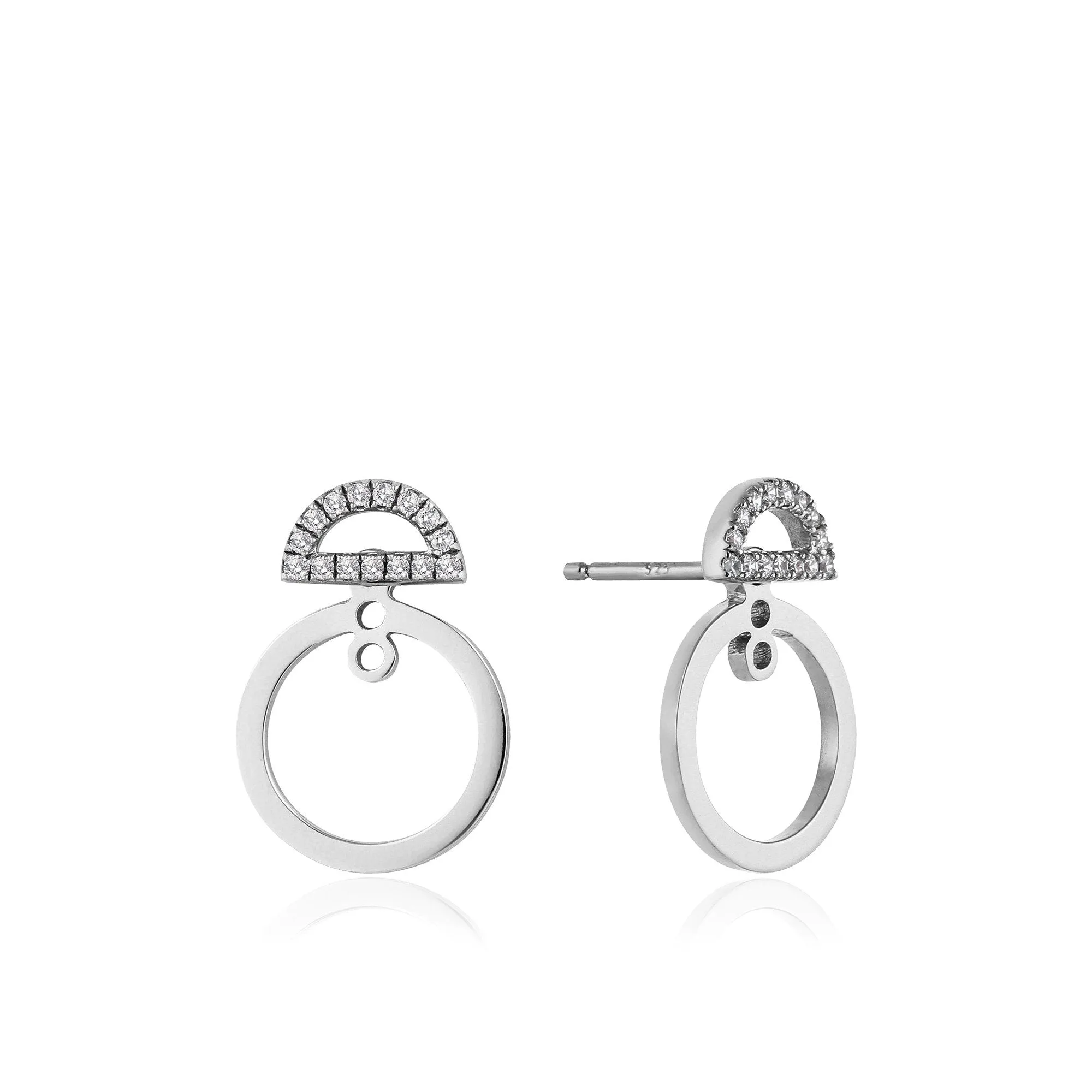 Silver Shimmer Pav Hoop Ear Jackets