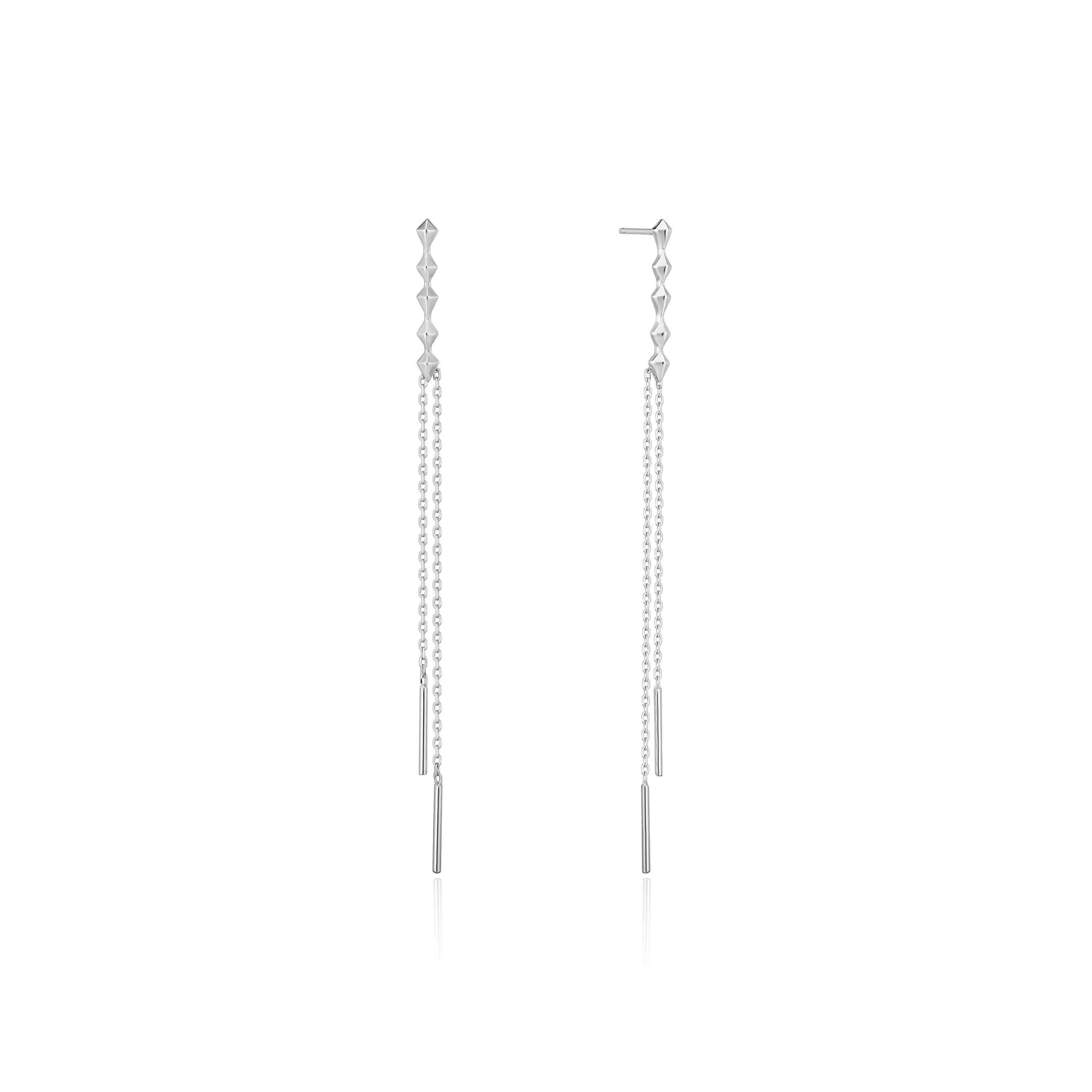 Silver Spike Double Drop Earrings