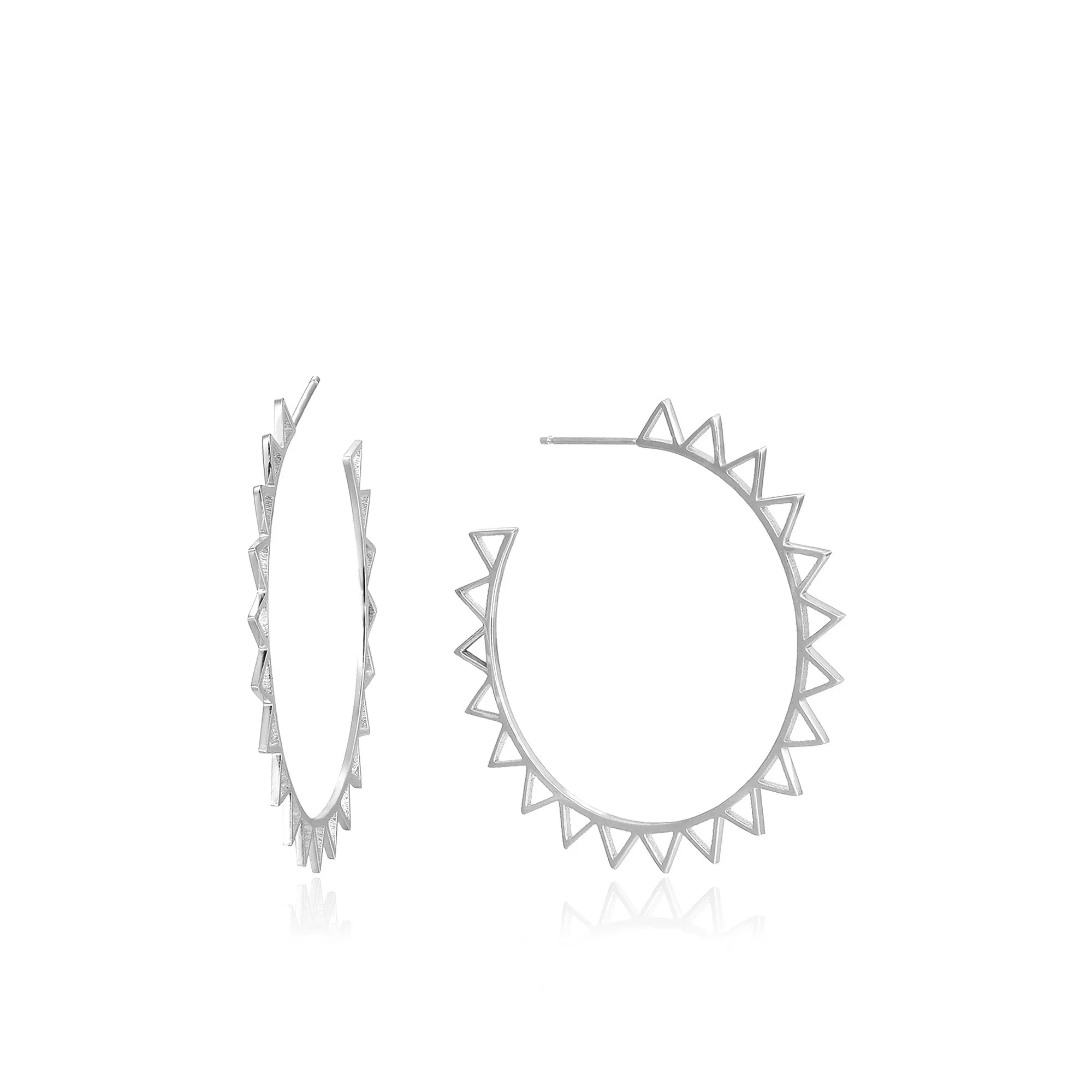 Silver Spike Hoop Earrings