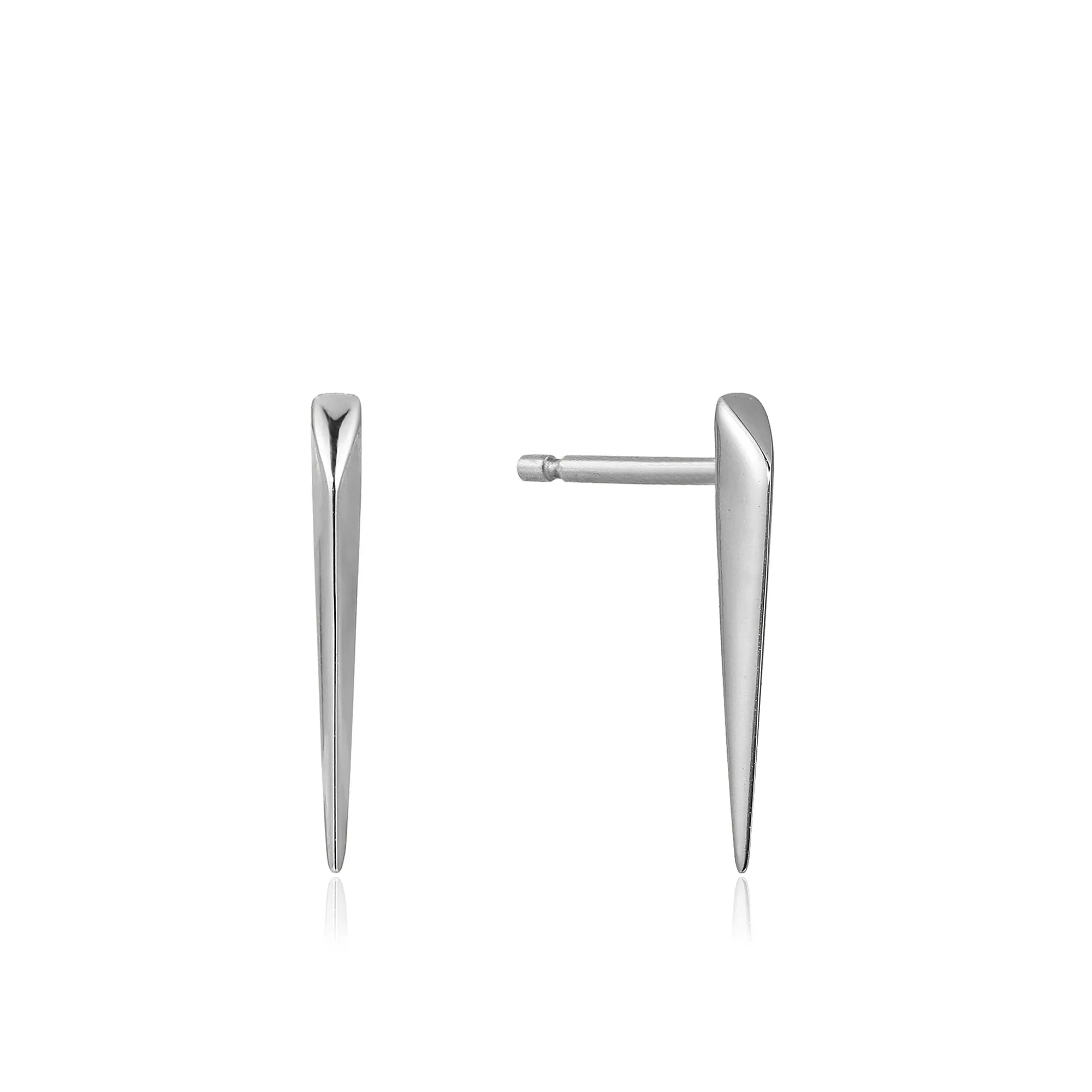 Silver Straight Spike Stud Earrings