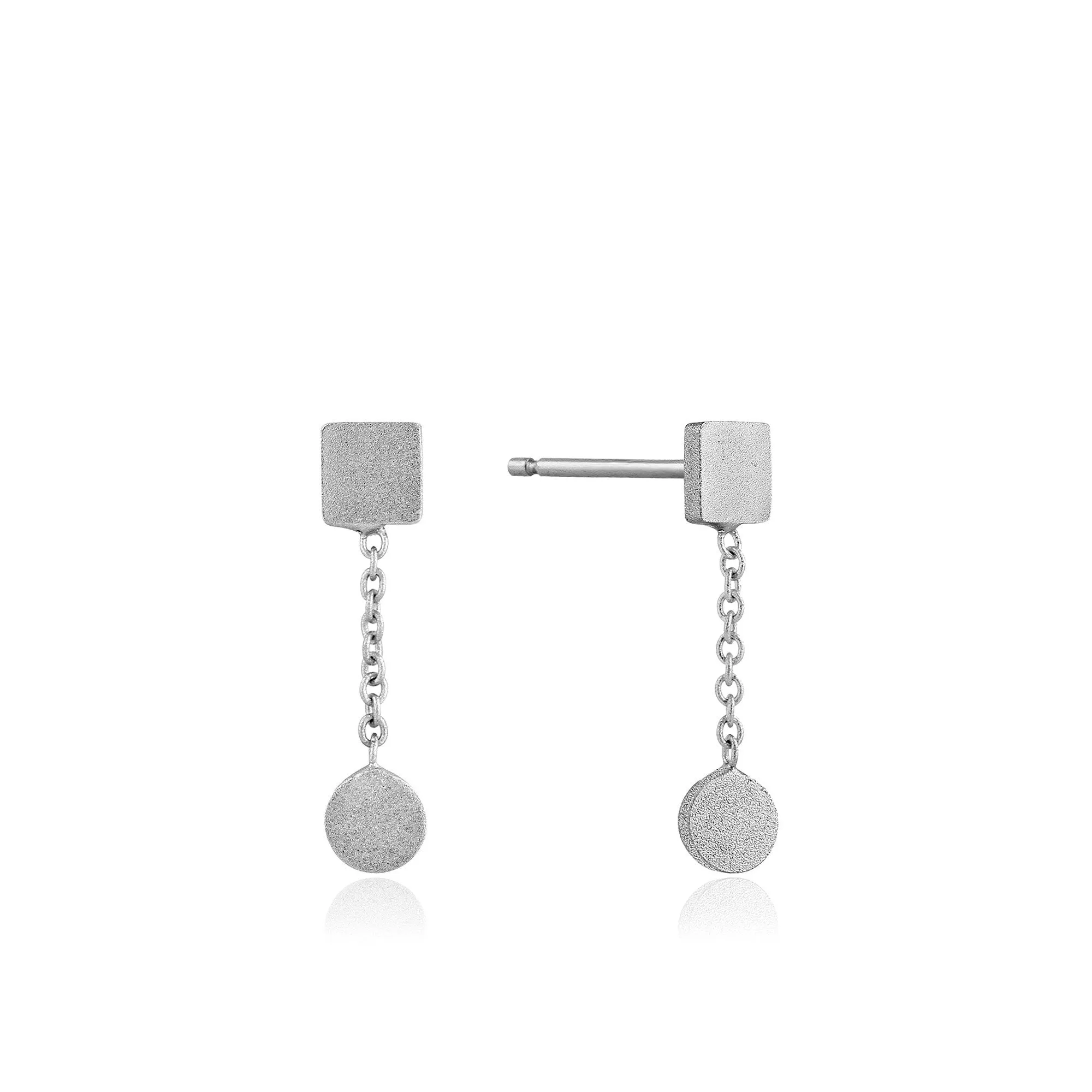 Silver Two Shape Drop Earrings