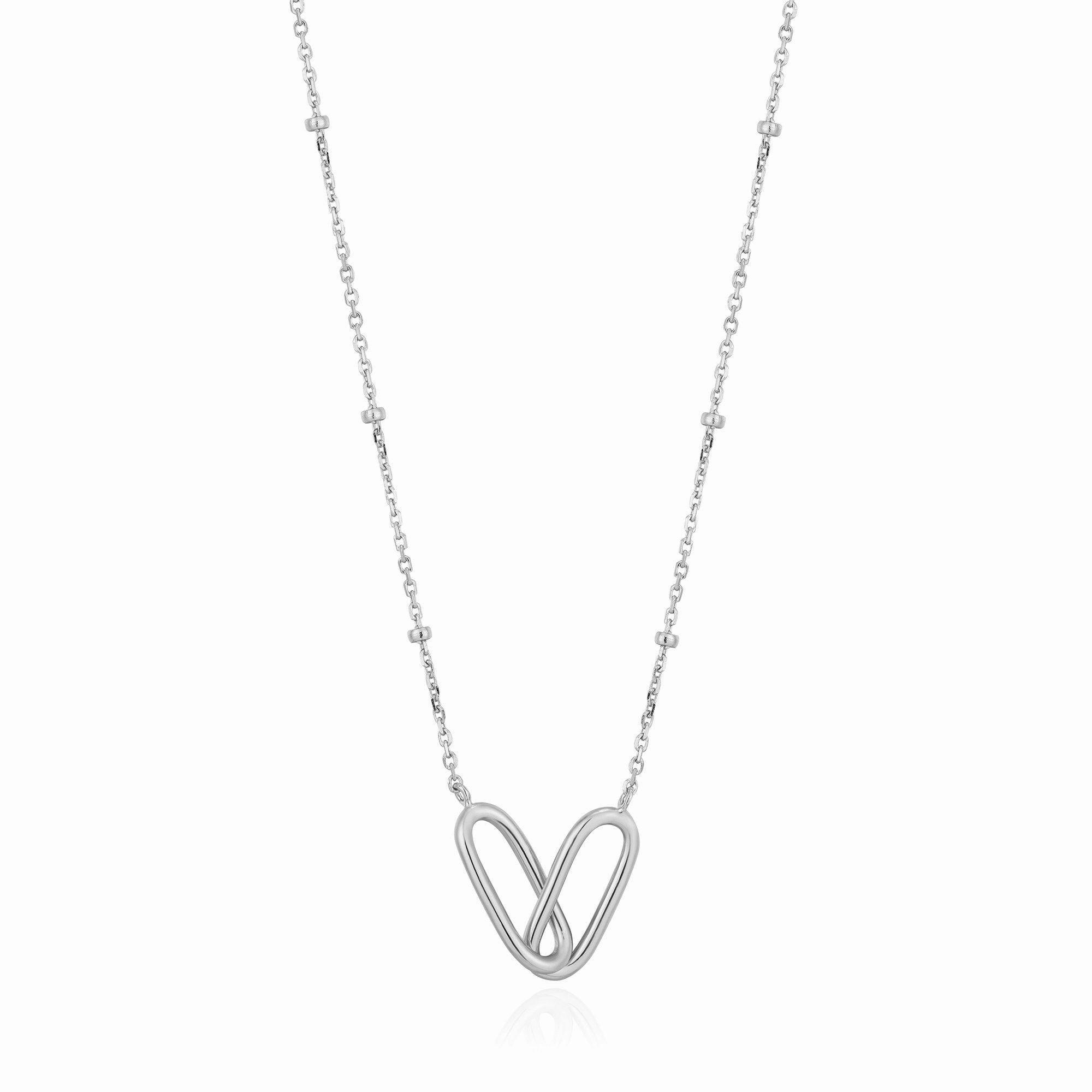 Silver Beaded Chain Link Necklace