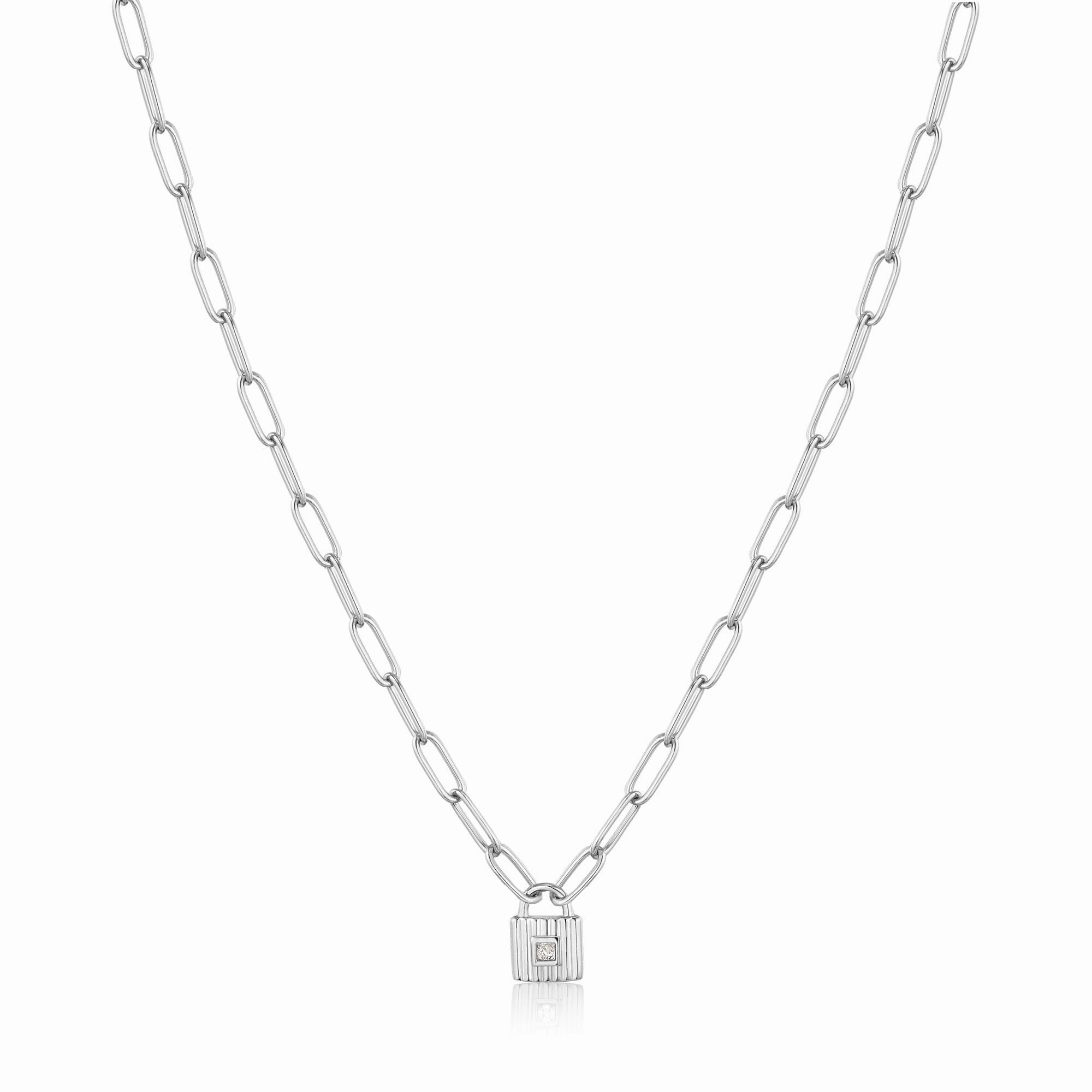 Silver Chunky Chain Padlock Necklace