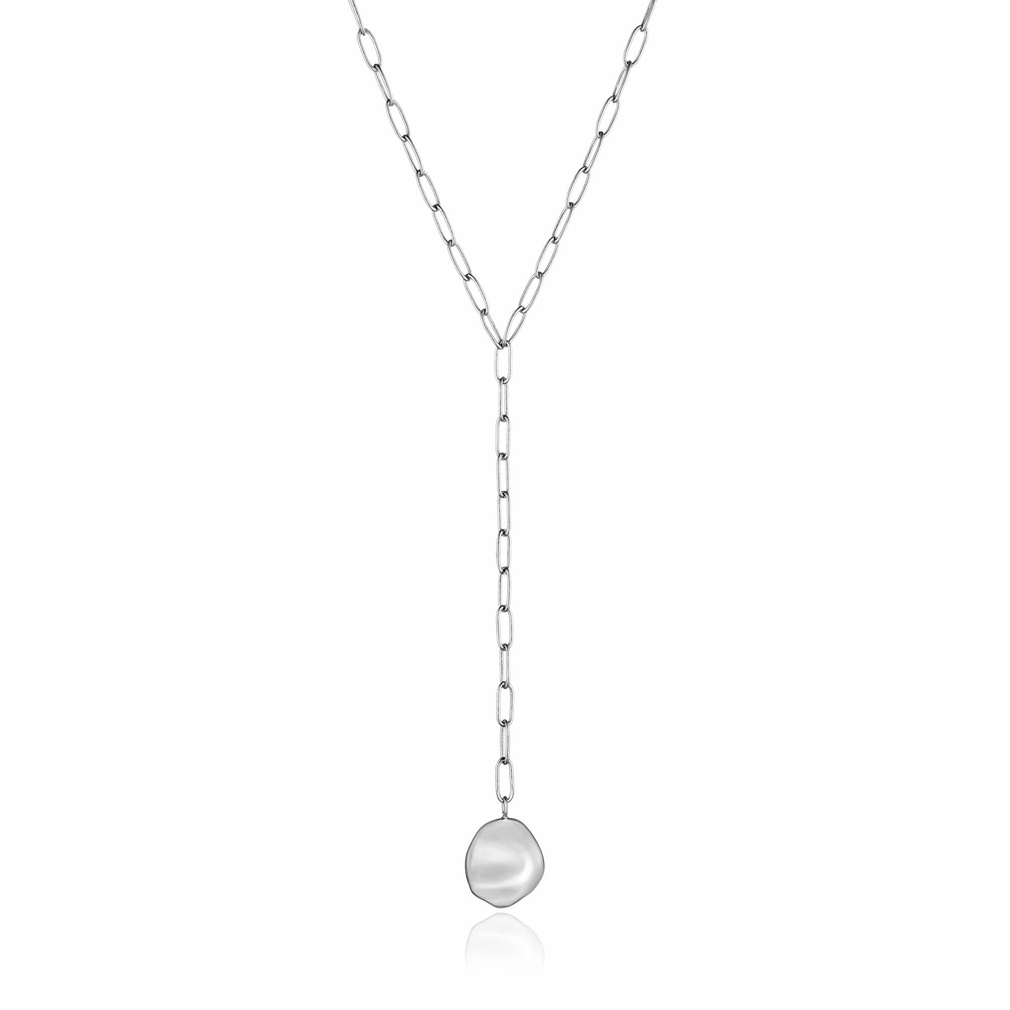 Silver Crush Disc Y Necklace