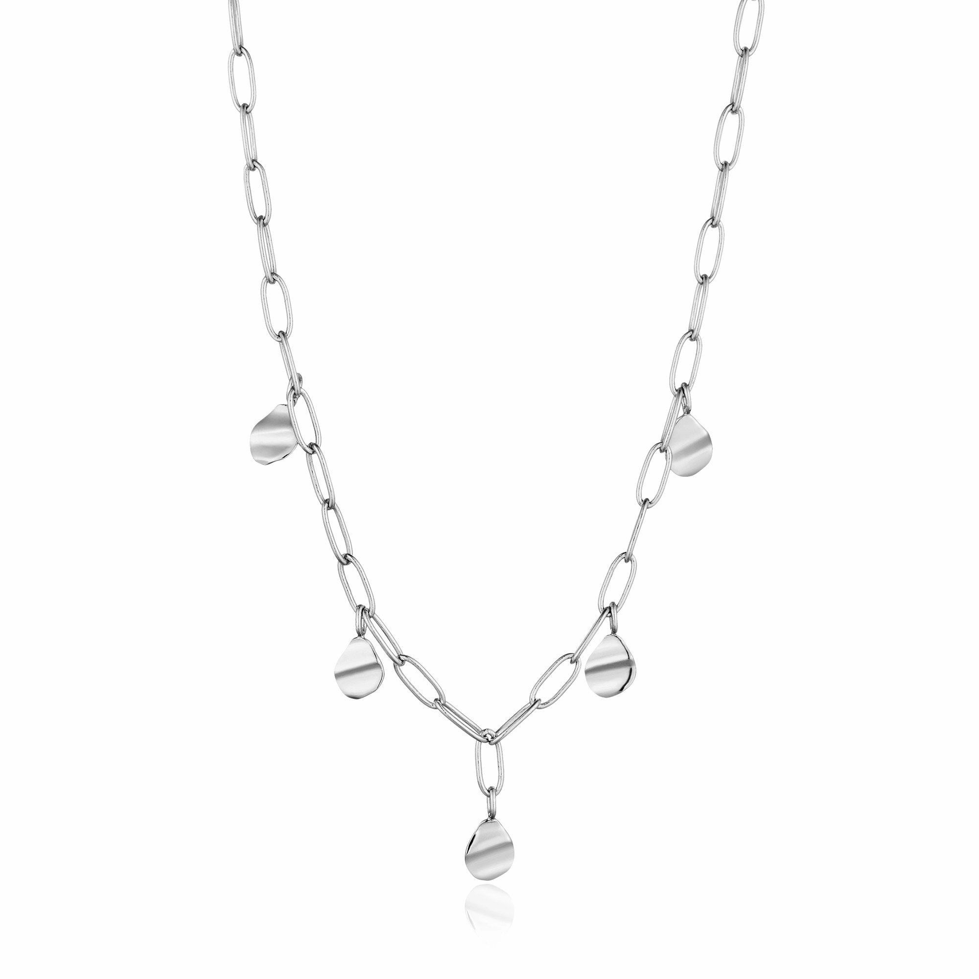 Silver Crush Drop Discs Necklace