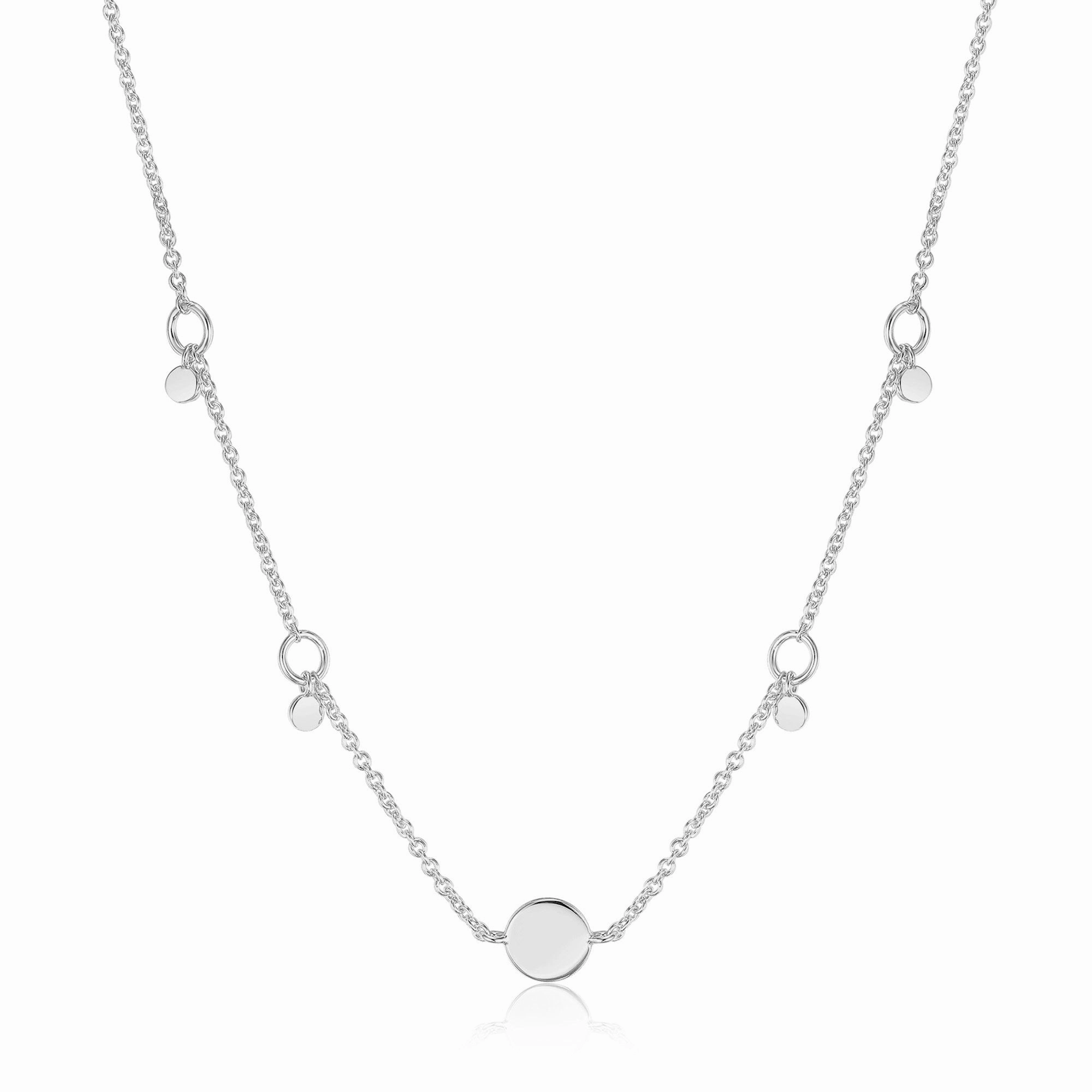 Silver Geometry Drop Discs Necklace