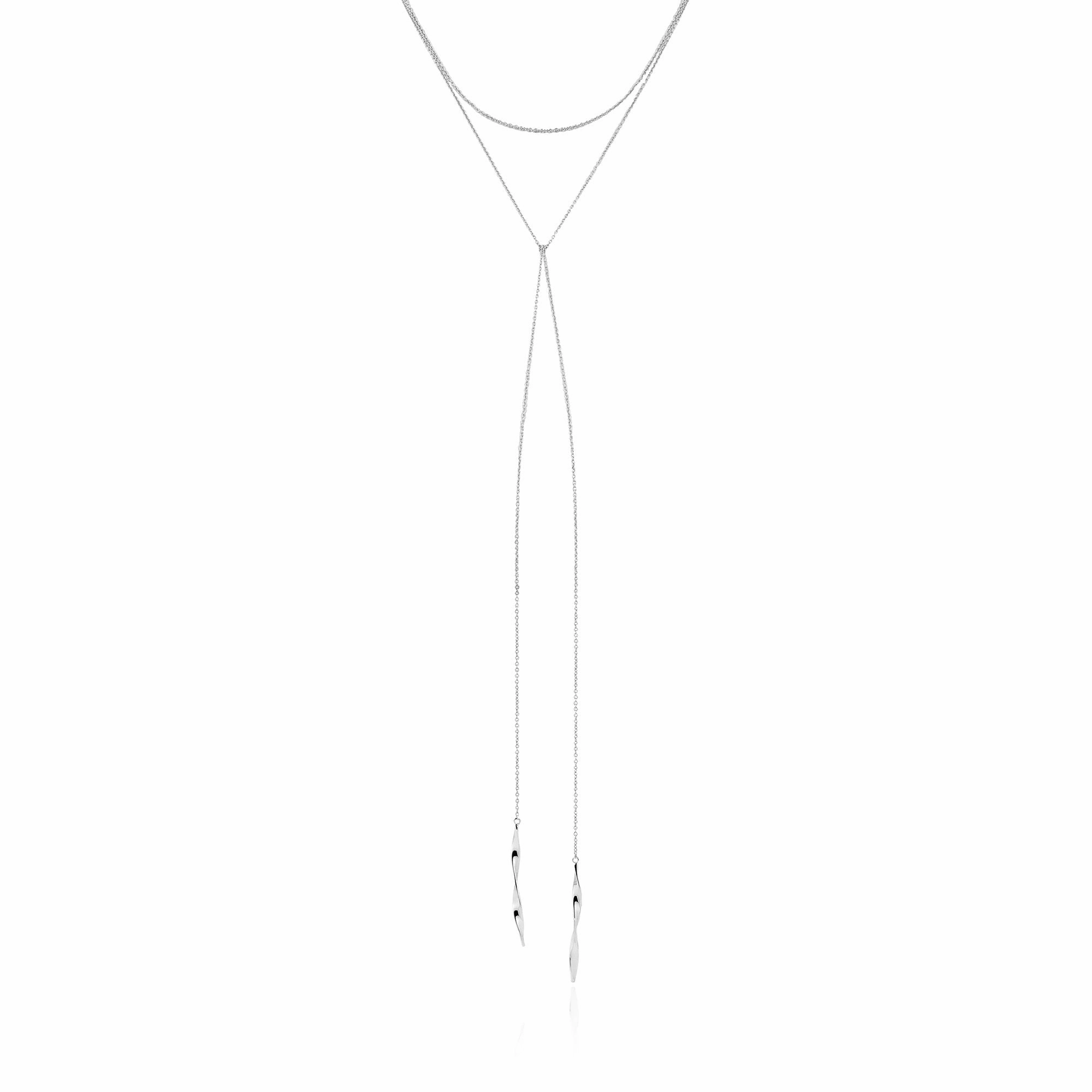 Silver Helix Lariat Necklace