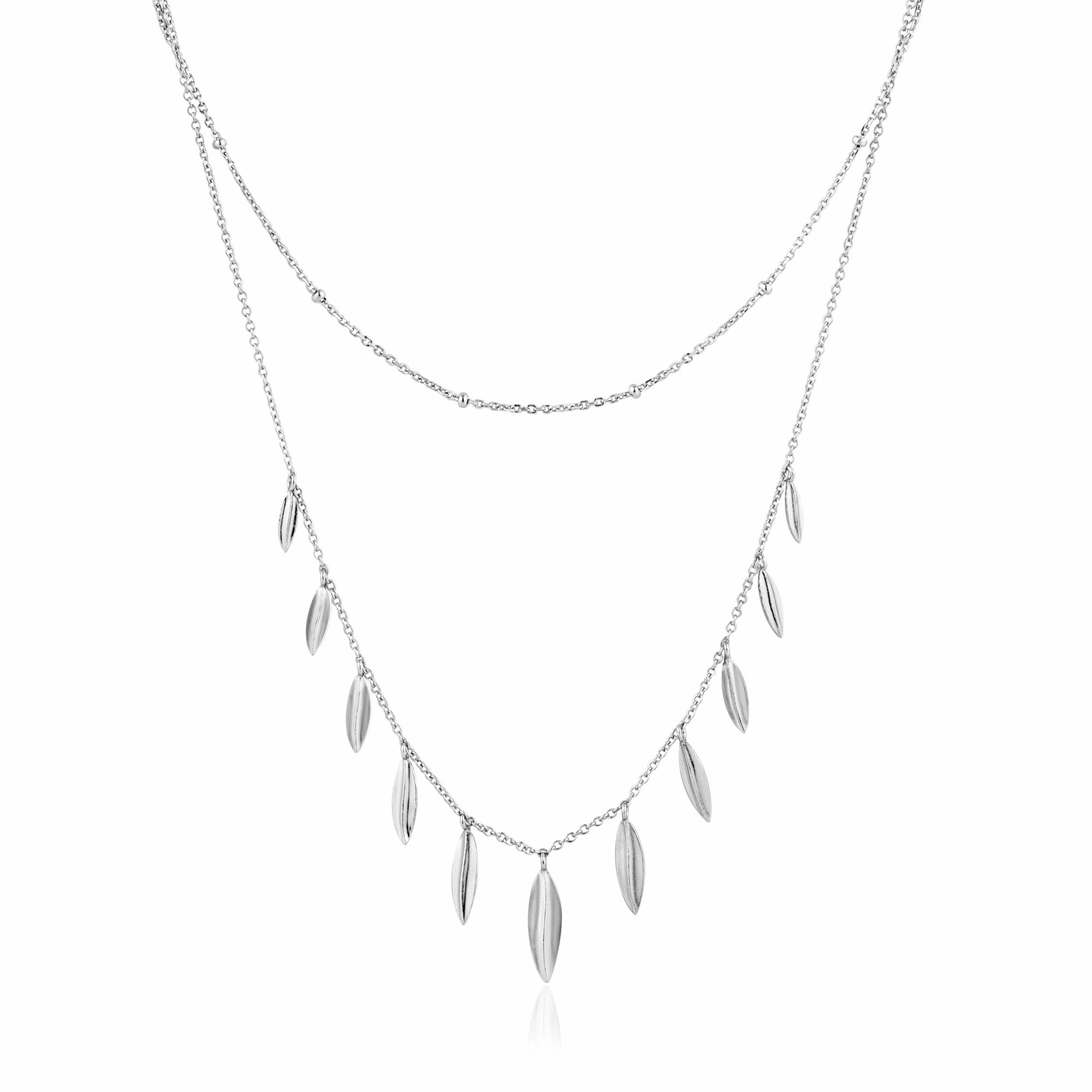 Silver Leaf Double Necklace