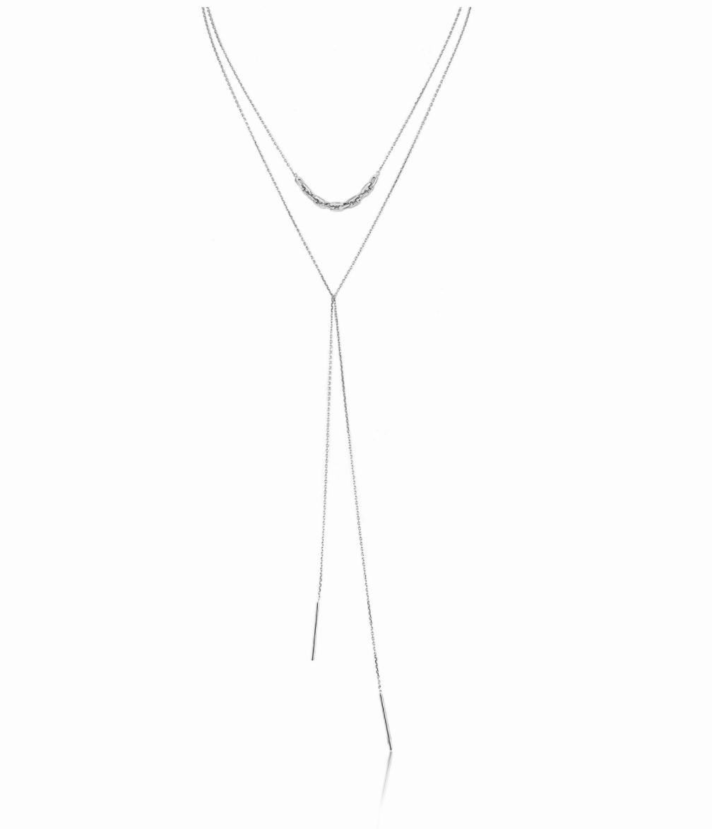 Silver Links Lariat Necklace