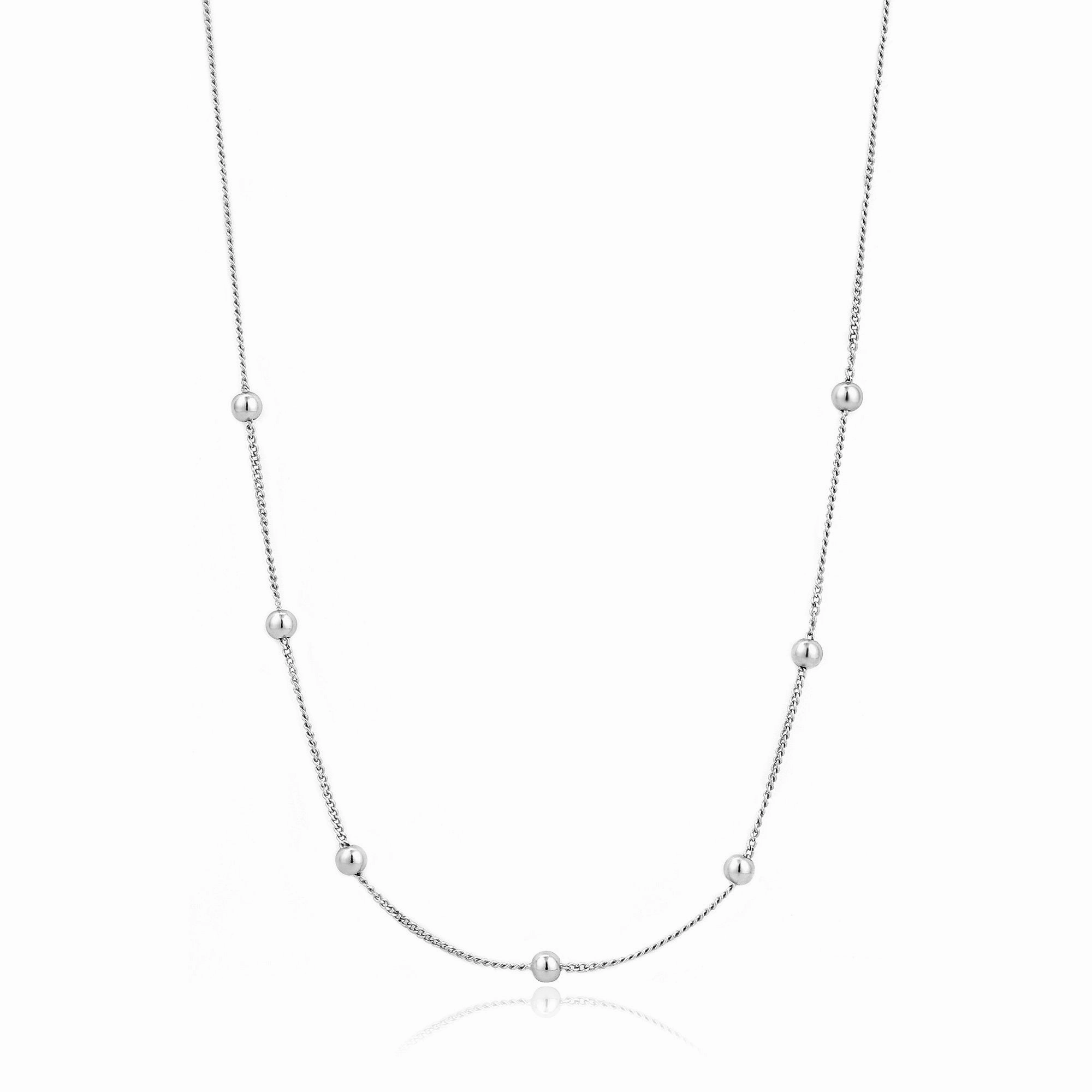 Silver Modern Beaded Necklace