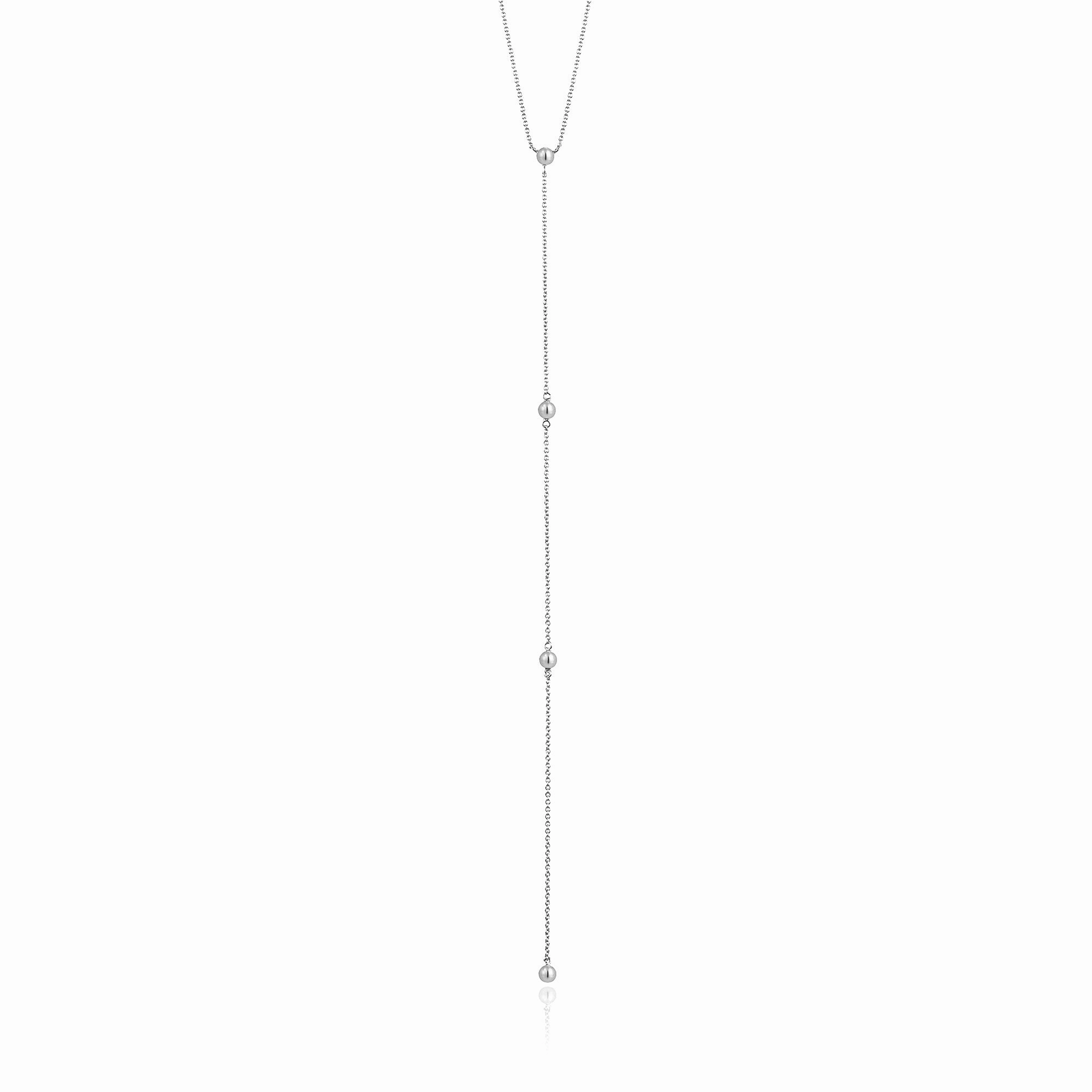 Silver Modern Beaded Y Necklace